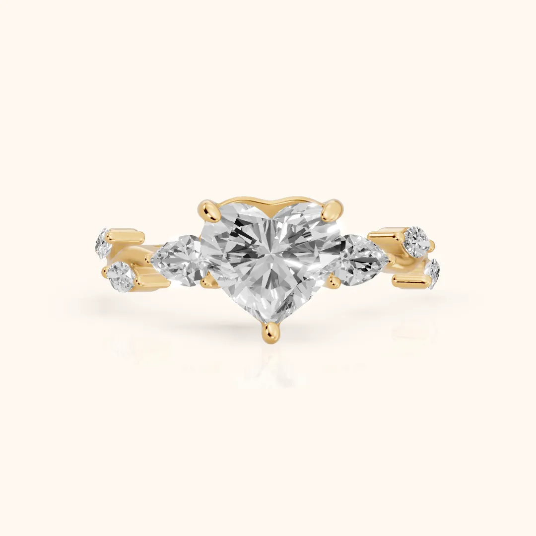 Marnie Vine Garland Heart Diamond Engagement Ring in Yellow Gold — view 2
