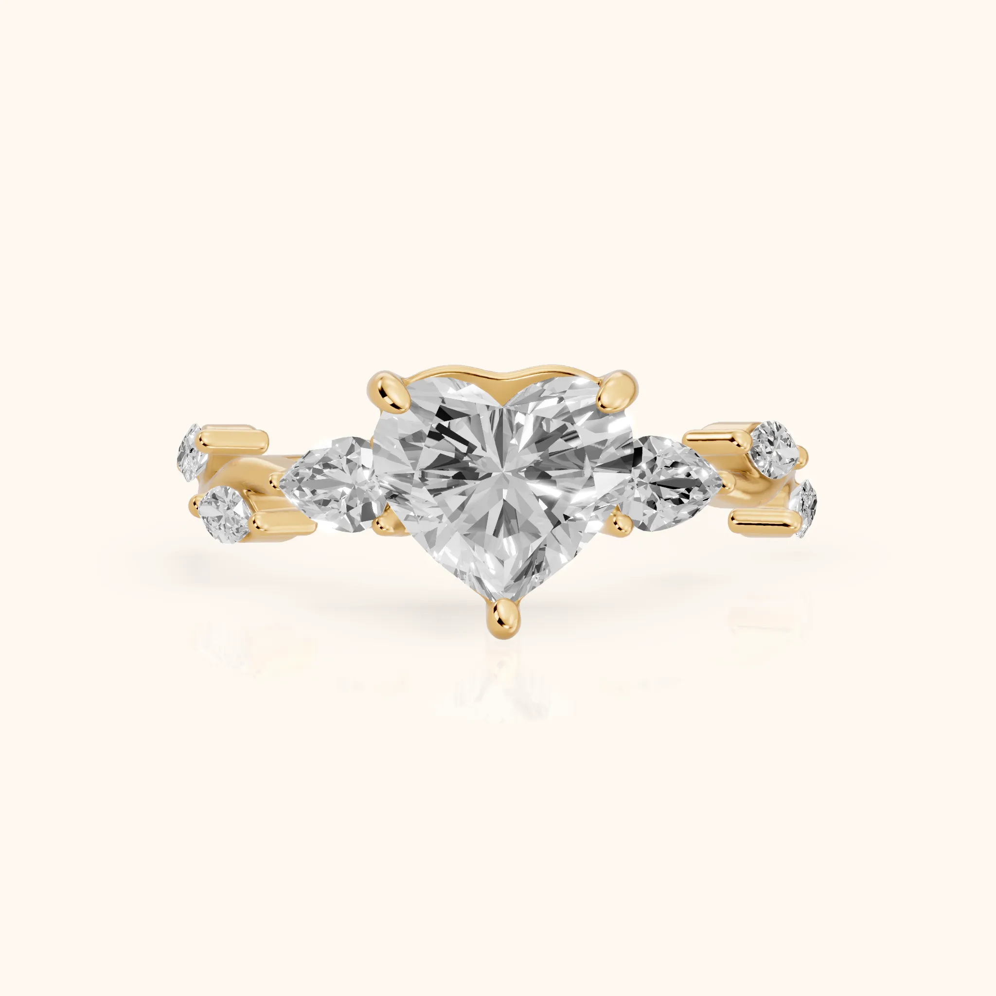 Marnie Vine Garland Heart Diamond Engagement Ring in Yellow Gold — view 1