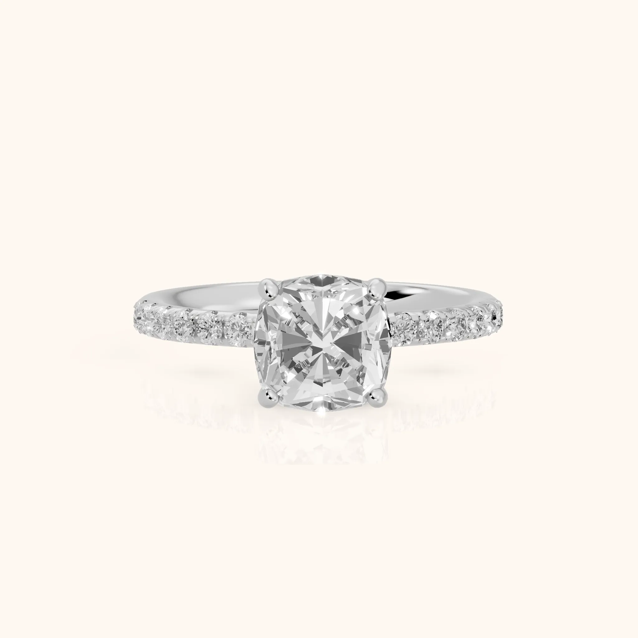 Nessa Hidden Halo Pavé Cushion Diamond Engagement Ring in Platinum — view 1