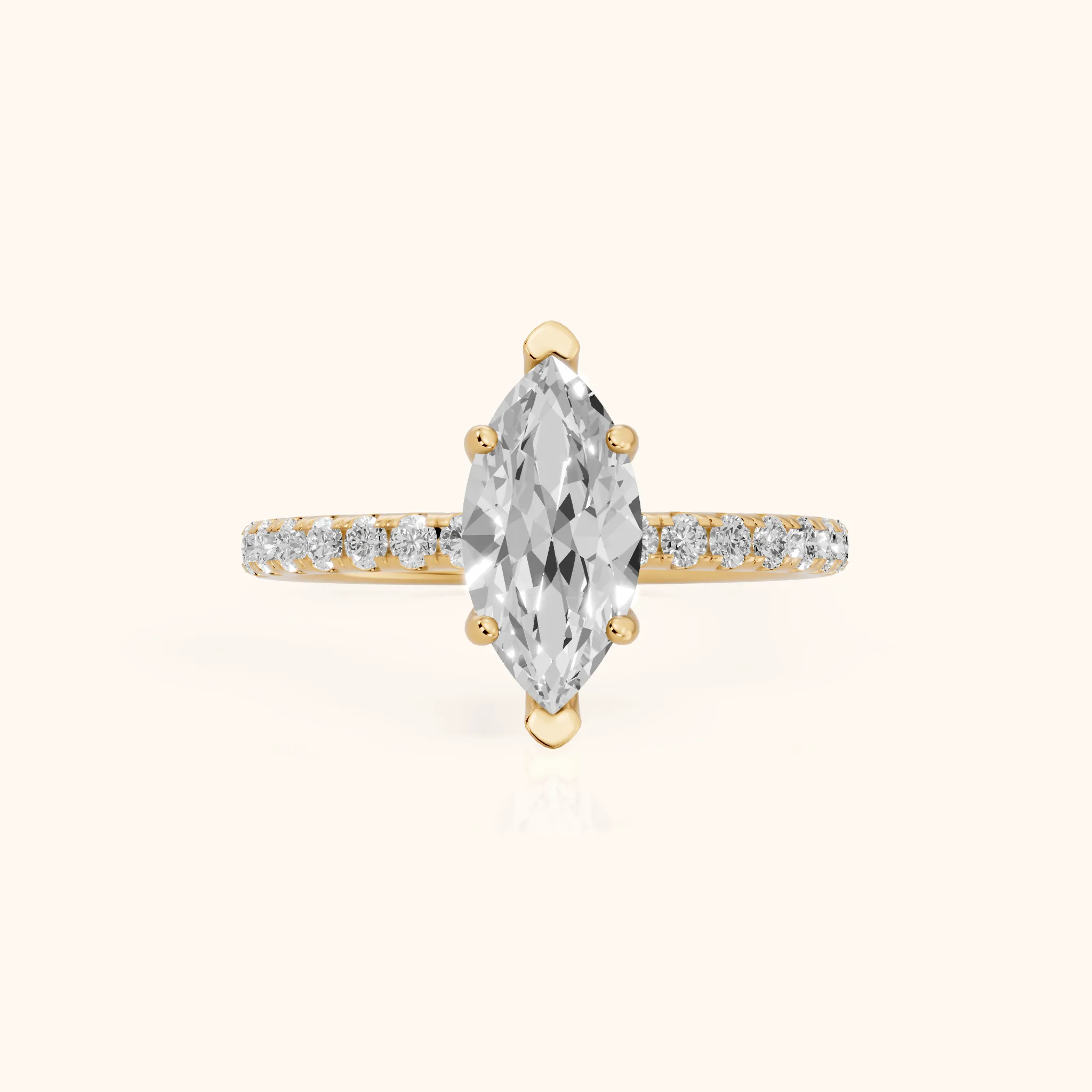 Nessa Hidden Halo Pavé Marquise Diamond Engagement Ring in Yellow Gold — view 1