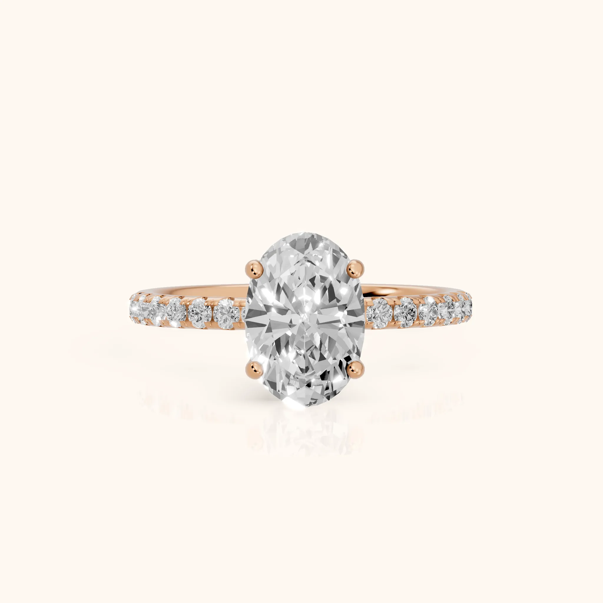 Nessa Hidden Halo Pavé Oval Diamond Engagement Ring in Rose Gold — view 1