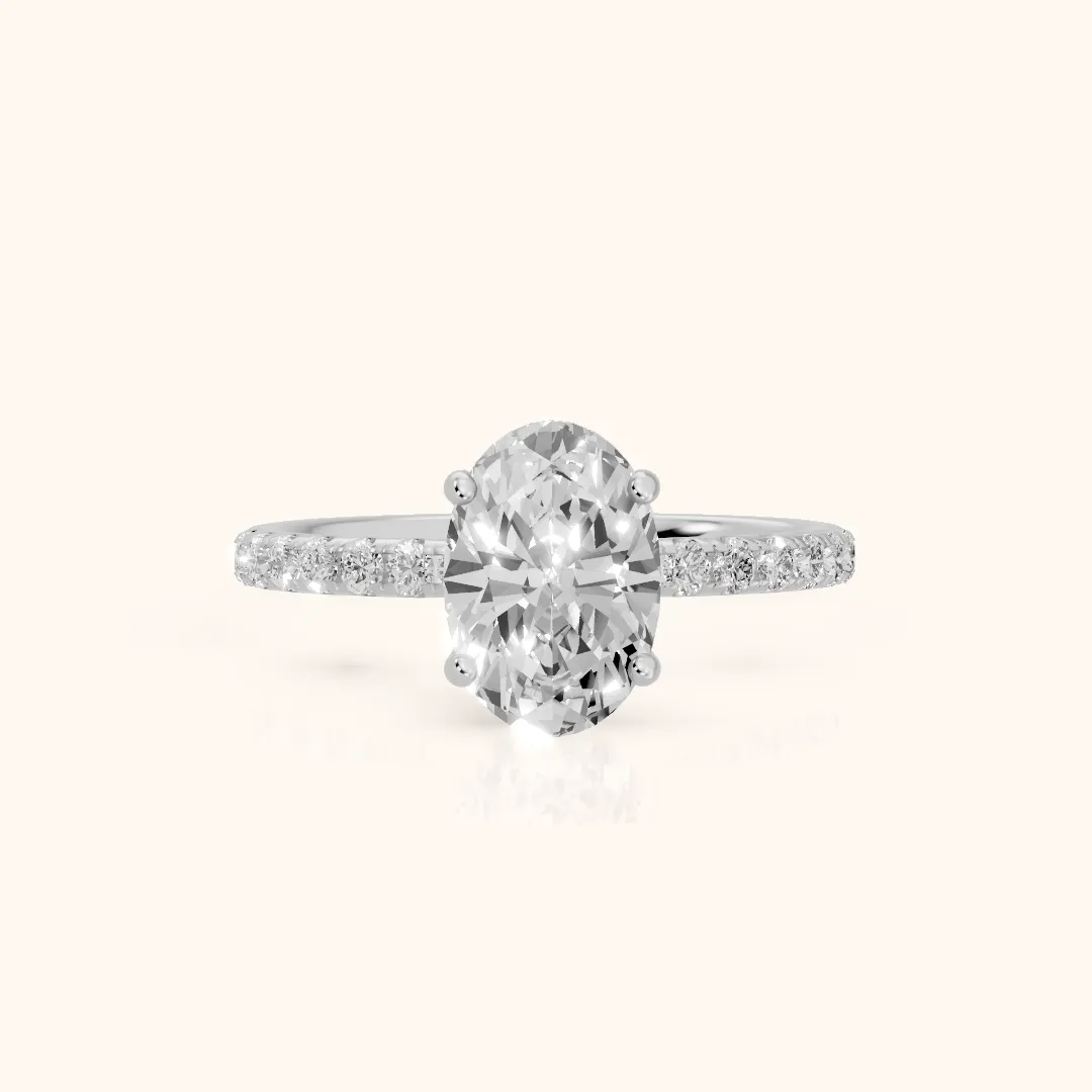 Nessa Hidden Halo Pavé Oval Diamond Engagement Ring in Platinum — view 2