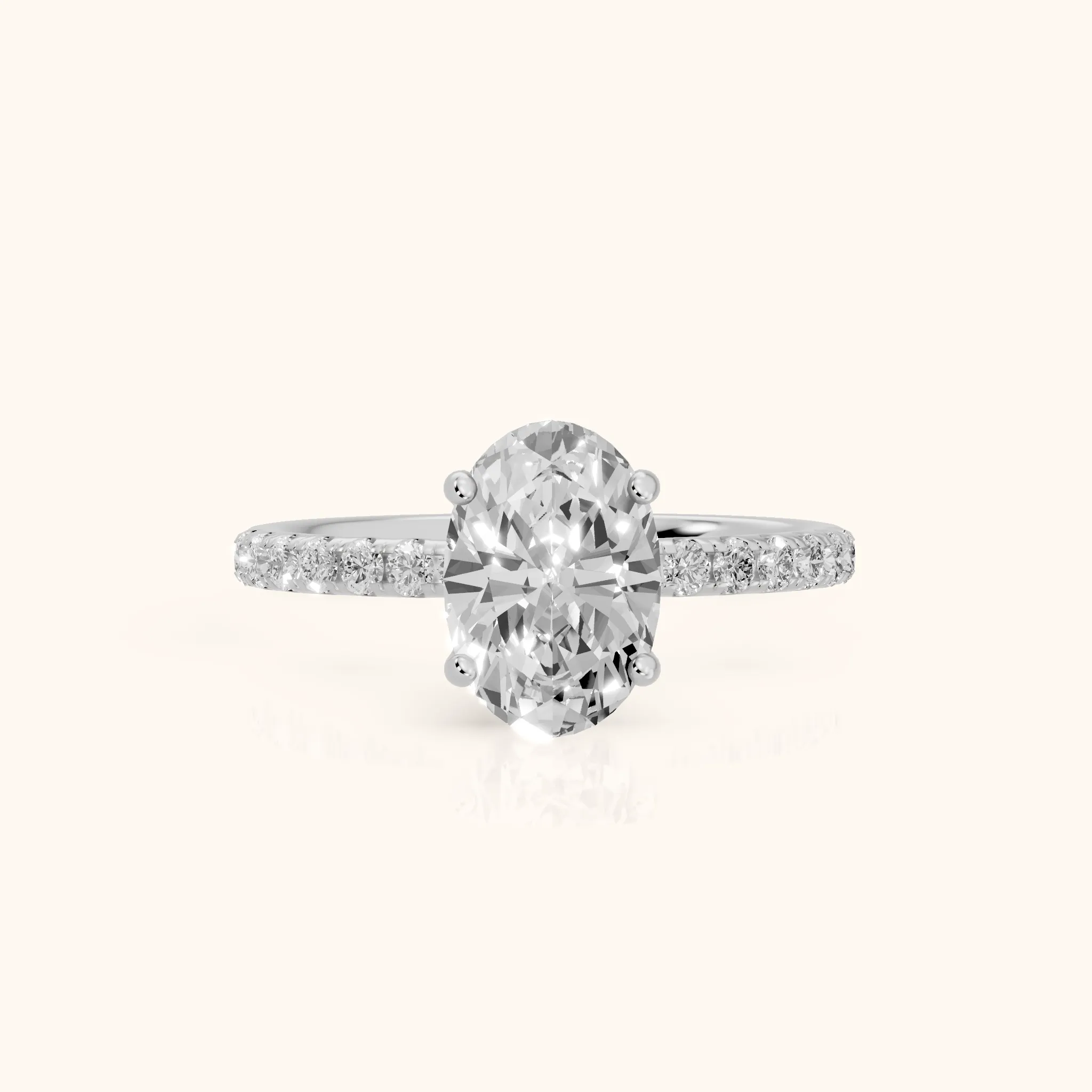 Nessa Hidden Halo Pavé Oval Diamond Engagement Ring in Platinum — view 1