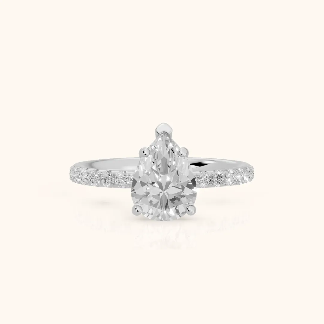 Nessa Hidden Halo Pavé Pear Diamond Engagement Ring in Platinum — view 2