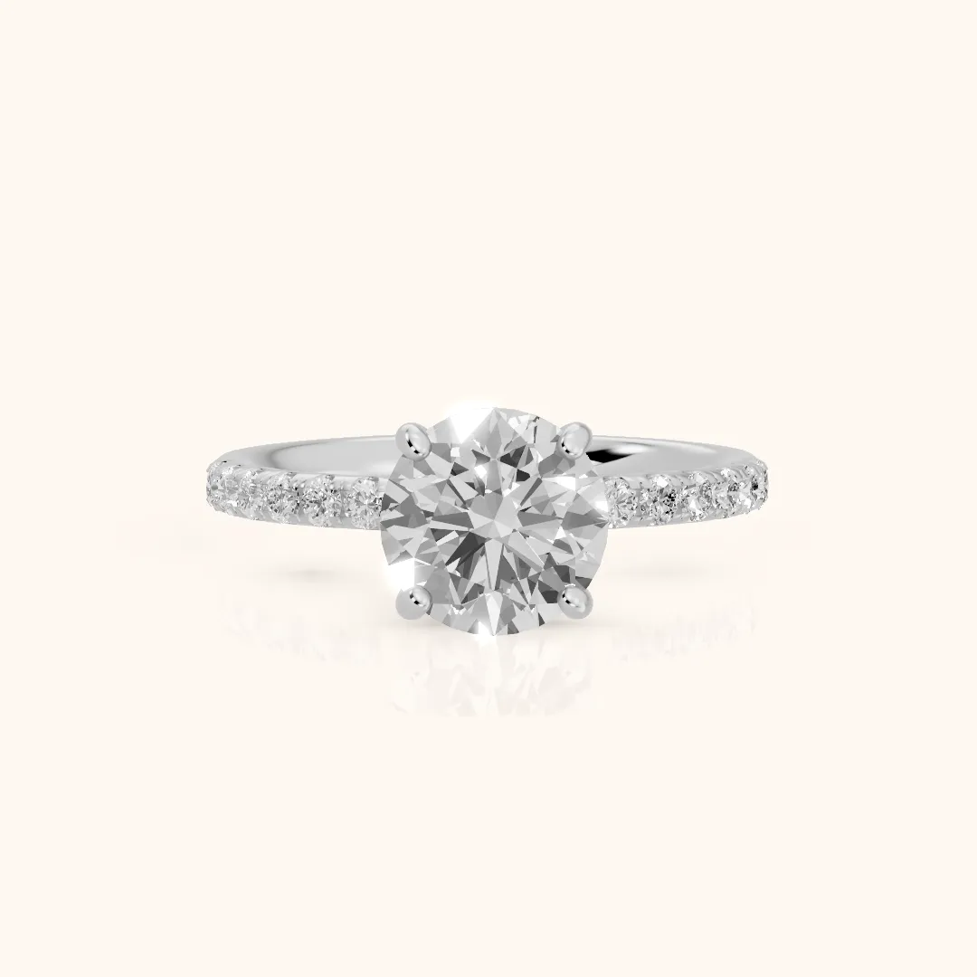Nessa Hidden Halo Pavé Round Diamond Engagement Ring in Silver — view 2