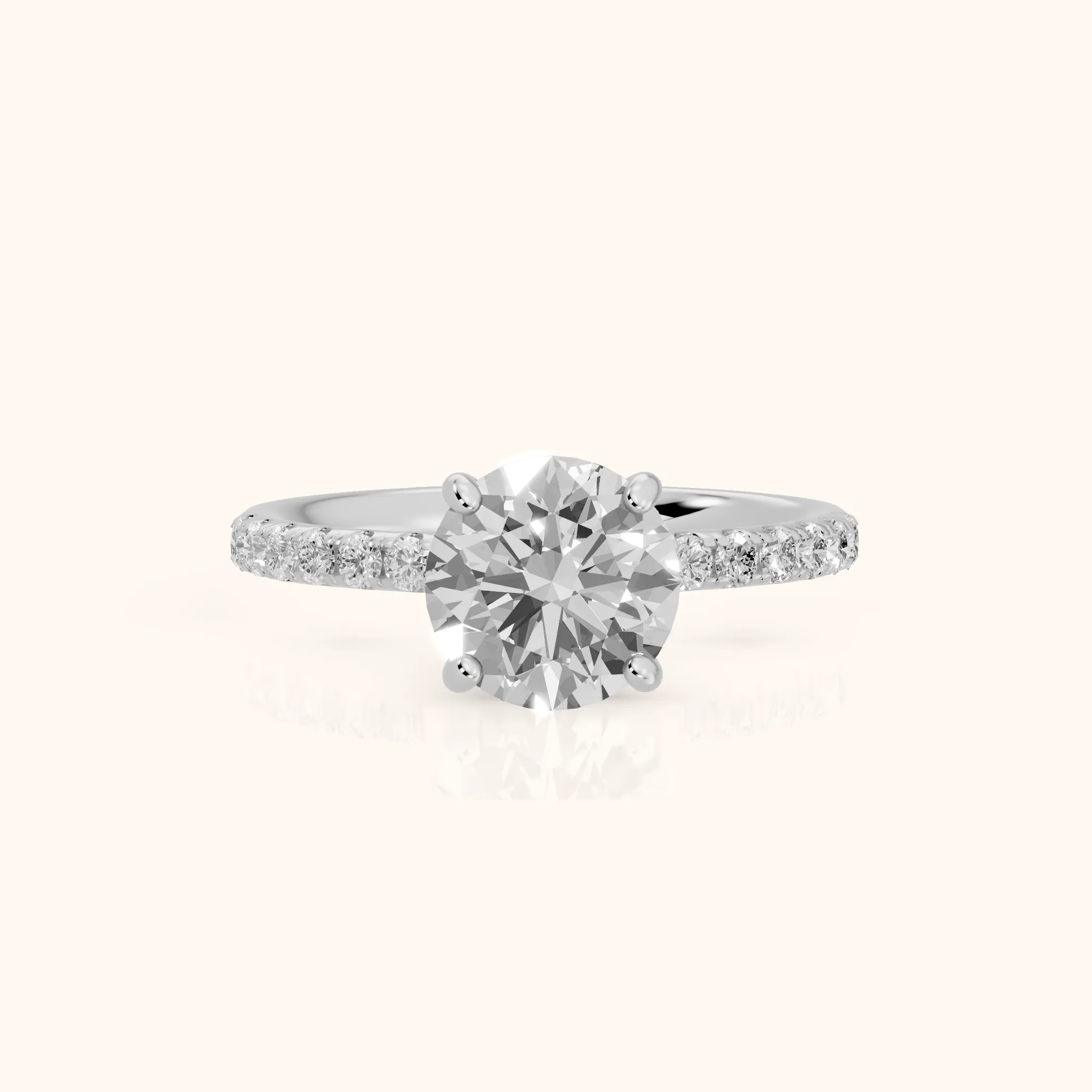Nessa Hidden Halo Pavé Round Diamond Engagement Ring in Silver — view 1