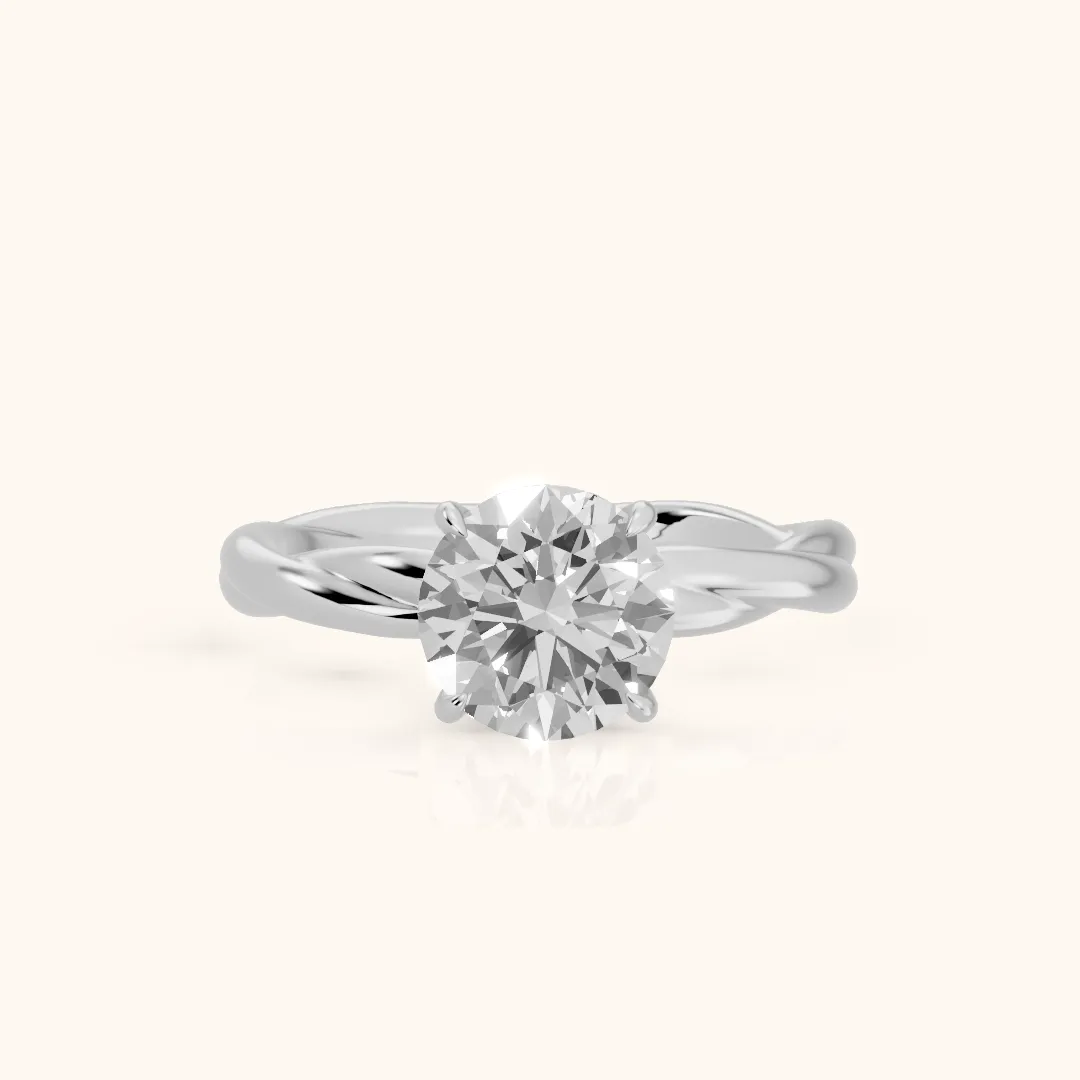 Nicola Twist Solitaire Round Diamond Engagement Ring in Silver — view 2