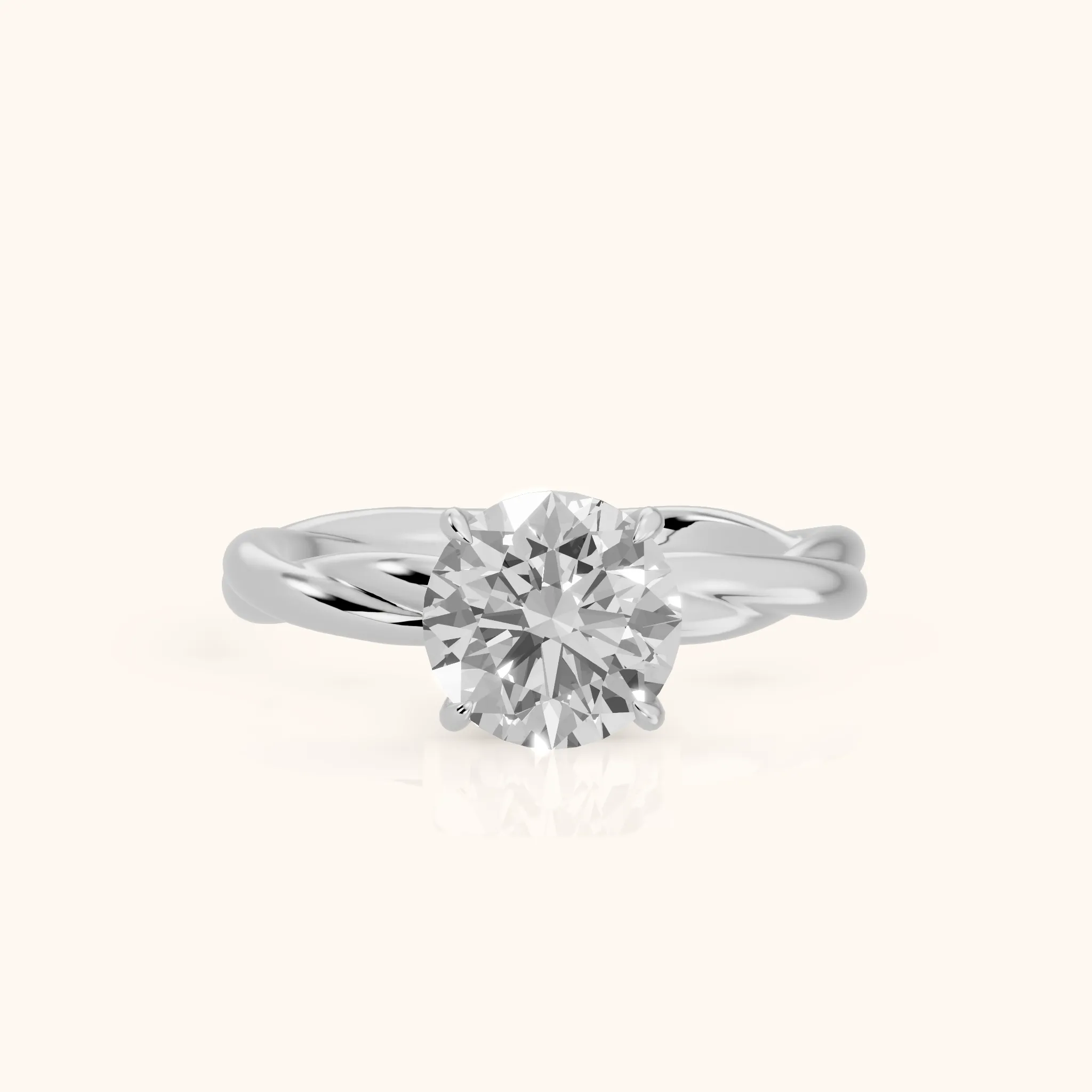 Nicola Twist Solitaire Round Diamond Engagement Ring in Silver — view 1