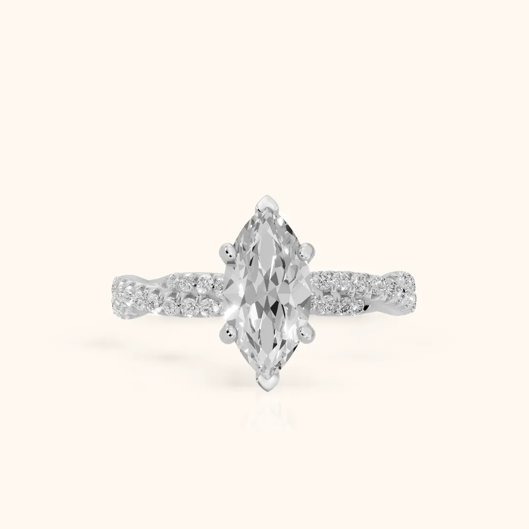 Petra Twist Pavé Marquise Diamond Engagement Ring in Platinum — view 2