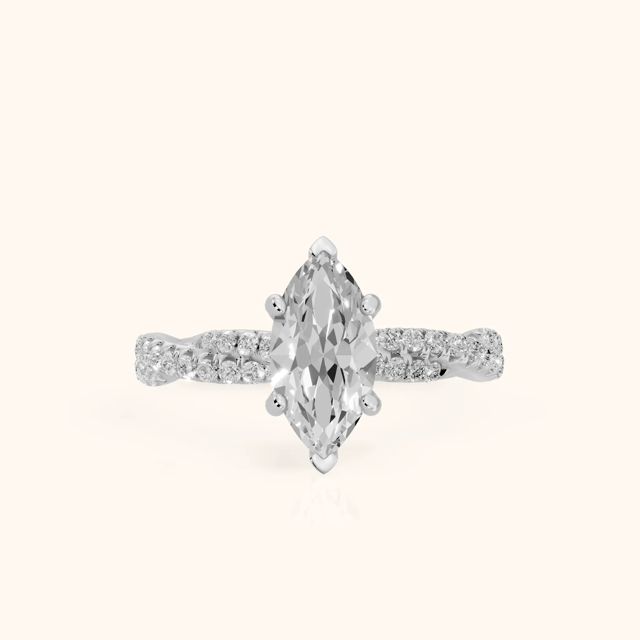 Petra Twist Pavé Marquise Diamond Engagement Ring in Platinum — view 1