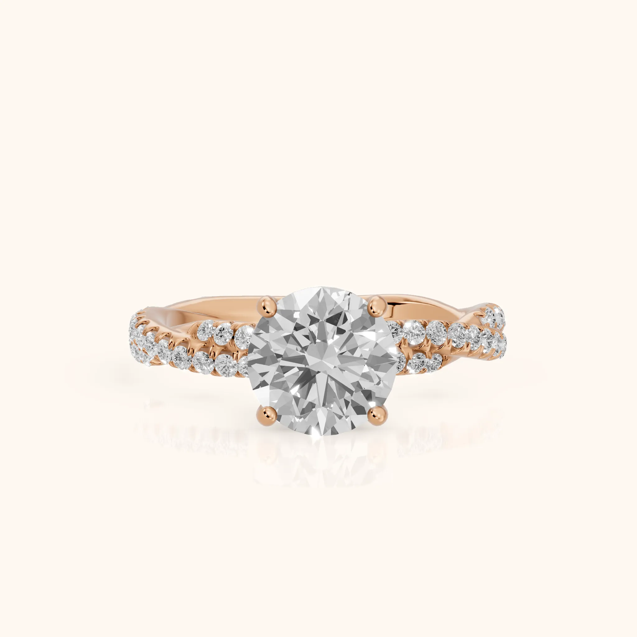 Petra Twist Pavé Round Diamond Engagement Ring in Rose Gold — view 1