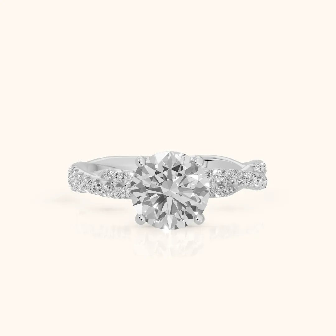 Petra Twist Pavé Round Diamond Engagement Ring in Silver — view 2