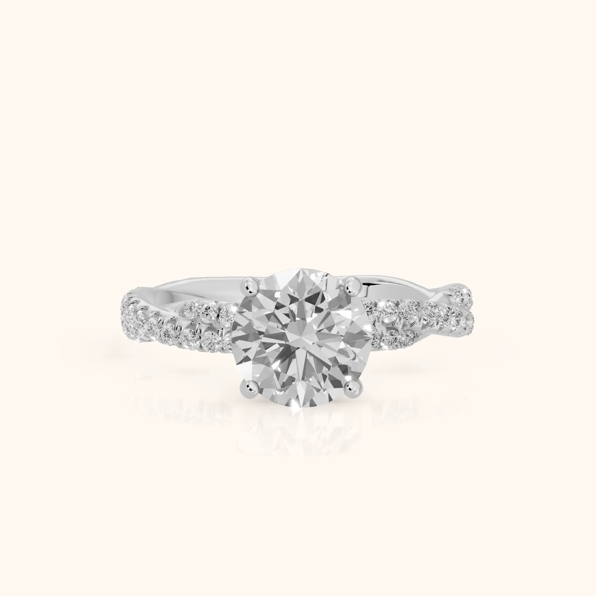 Petra Twist Pavé Round Diamond Engagement Ring in Silver — view 1