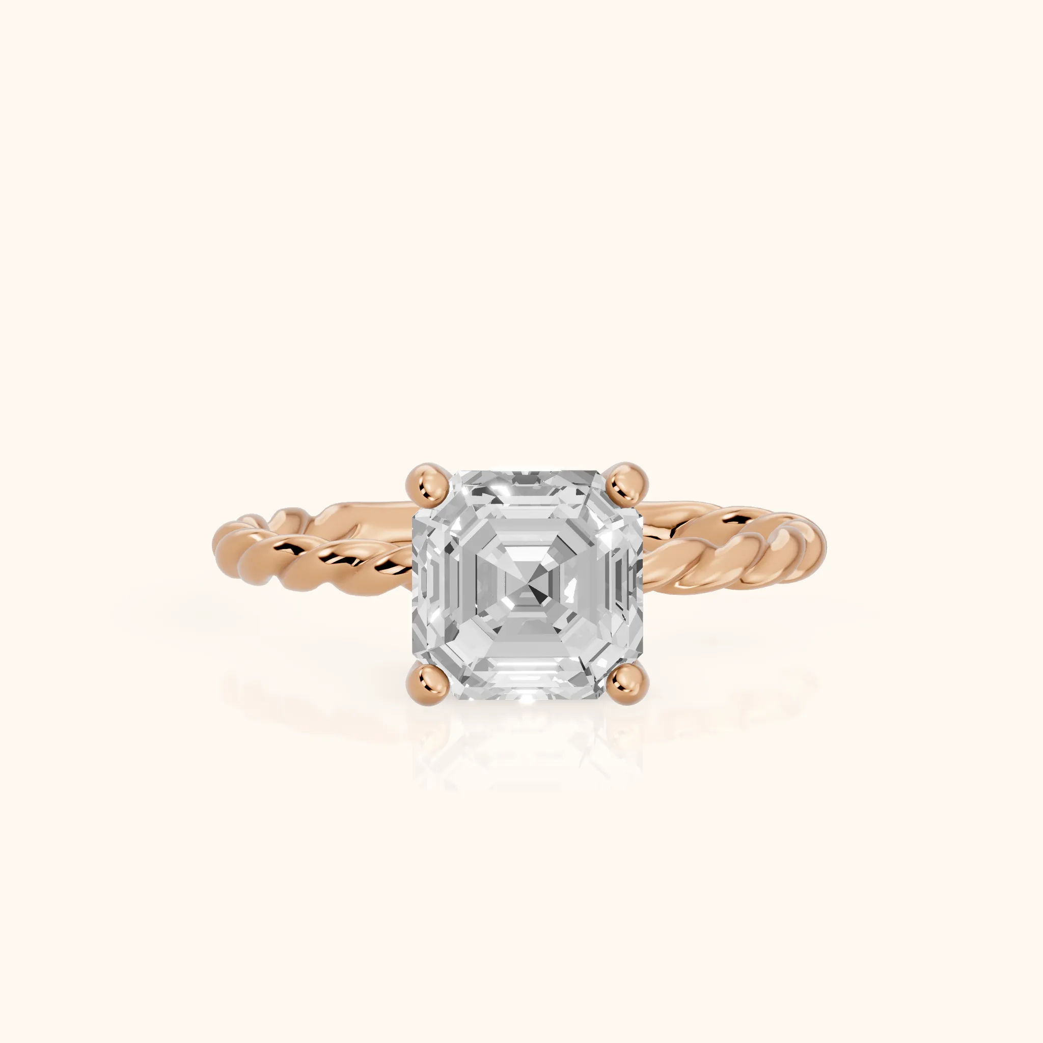 Robyn Twist Solitaire Asscher Diamond Engagement Ring in Rose Gold — view 1