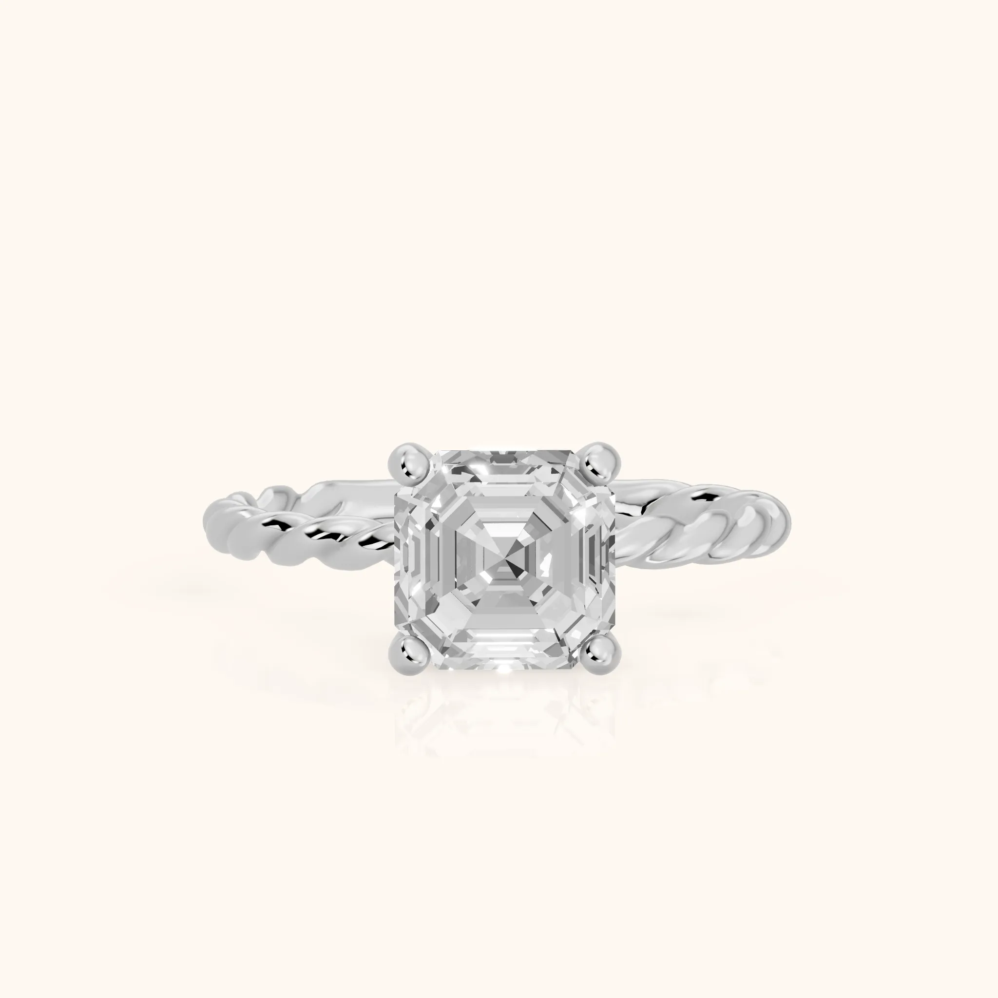 Robyn Twist Solitaire Asscher Diamond Engagement Ring in White Gold — view 1