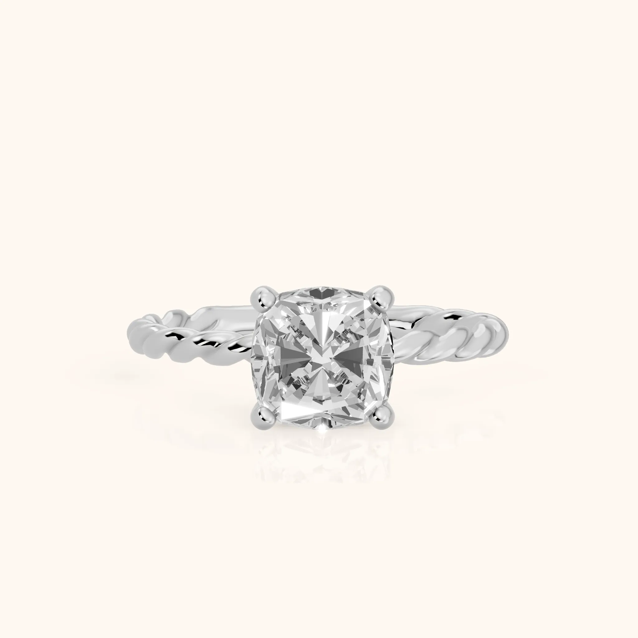 Robyn Twist Solitaire Cushion Diamond Engagement Ring in Platinum — view 1