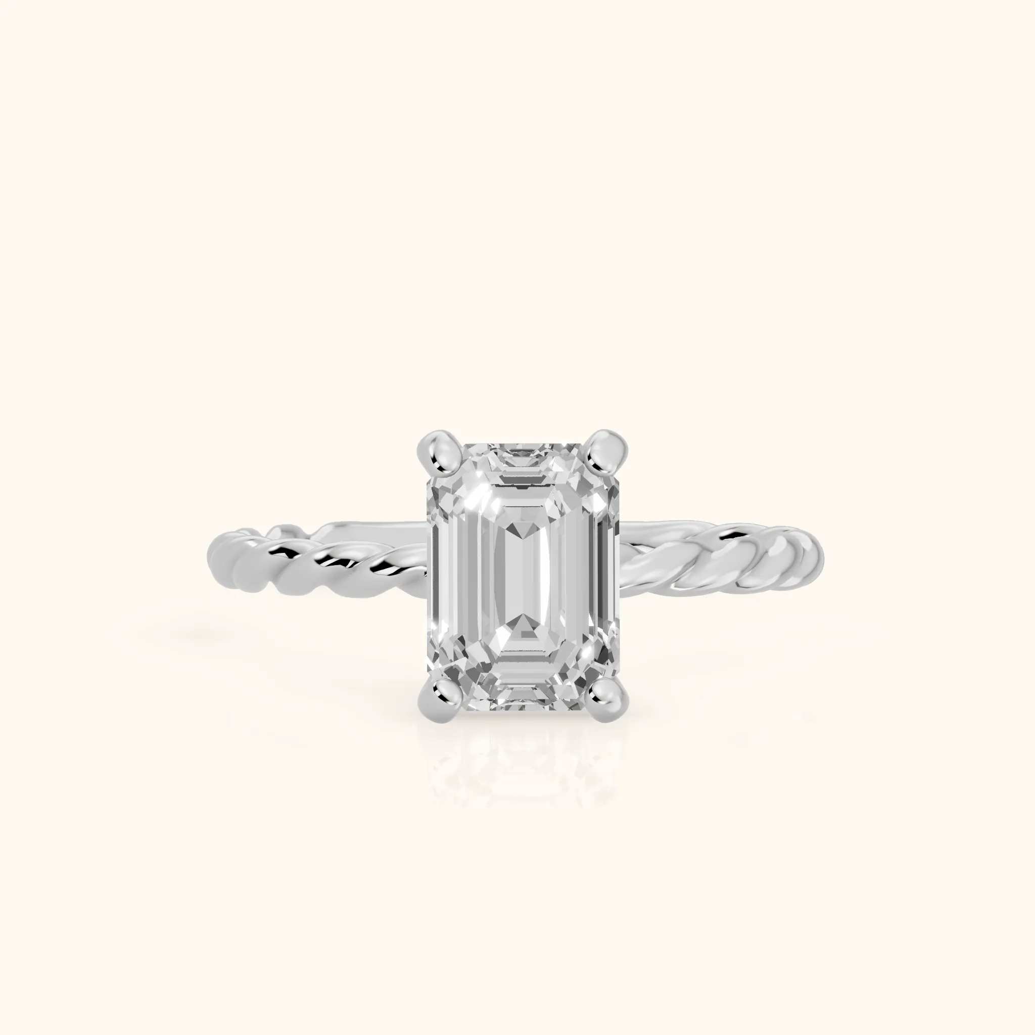 Robyn Twist Solitaire Emerald Diamond Engagement Ring in Silver — view 1