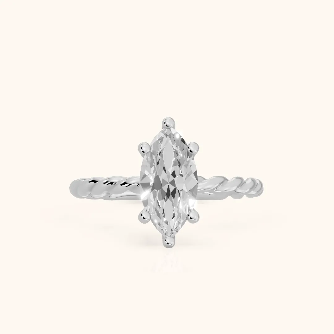 Robyn Twist Solitaire Marquise Diamond Engagement Ring in Silver — view 2
