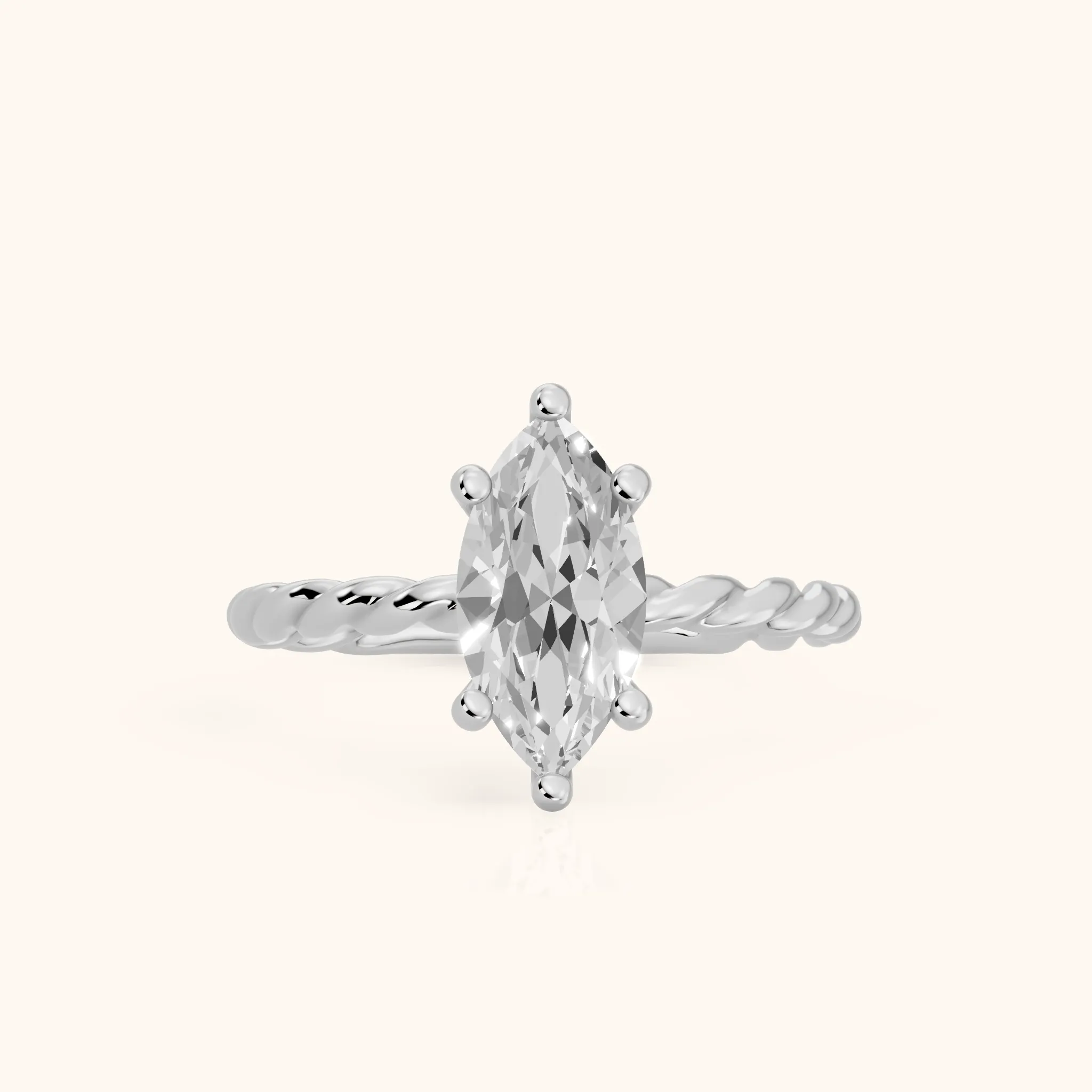 Robyn Twist Solitaire Marquise Diamond Engagement Ring in Silver — view 1