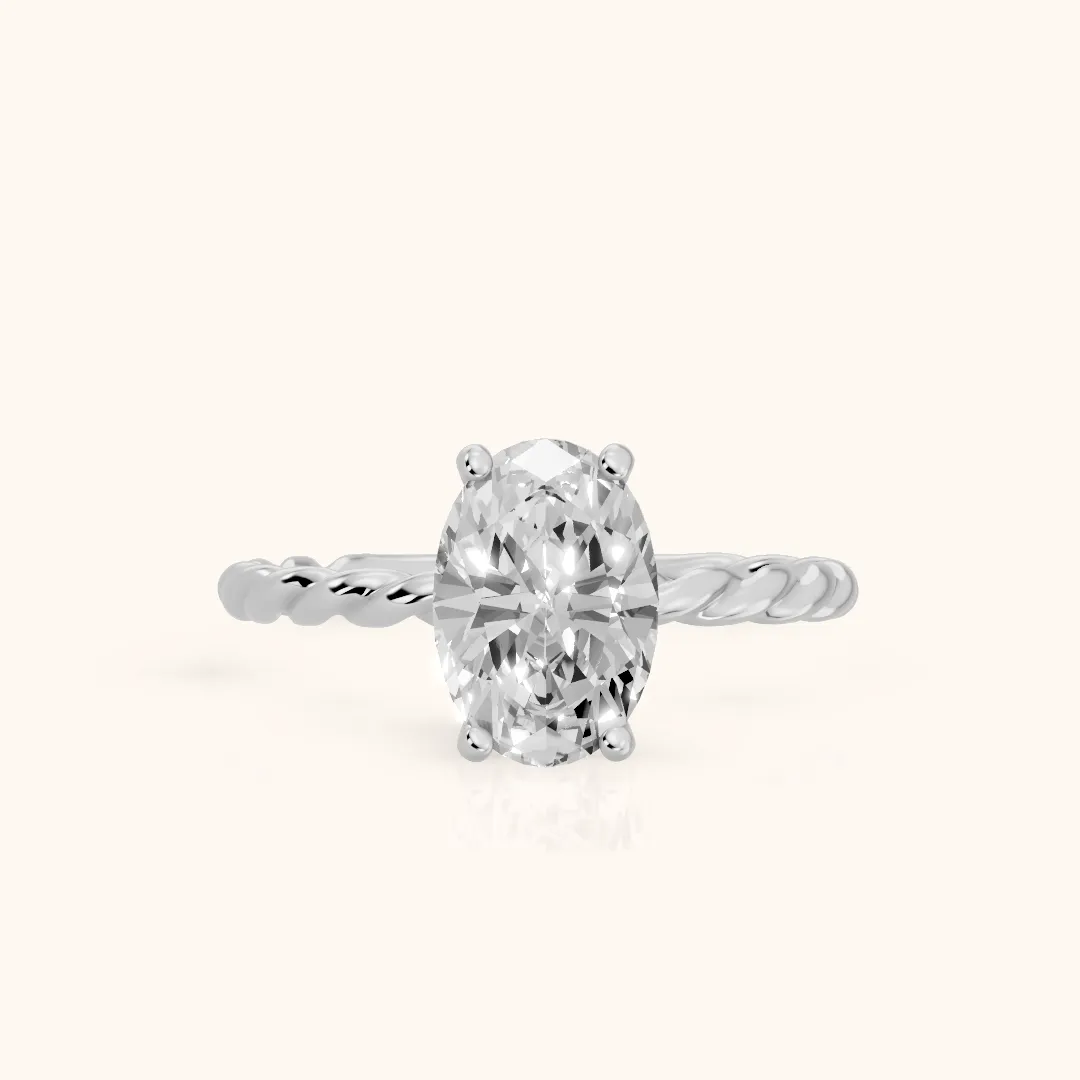 Robyn Twist Solitaire Oval Diamond Engagement Ring in Platinum — view 2