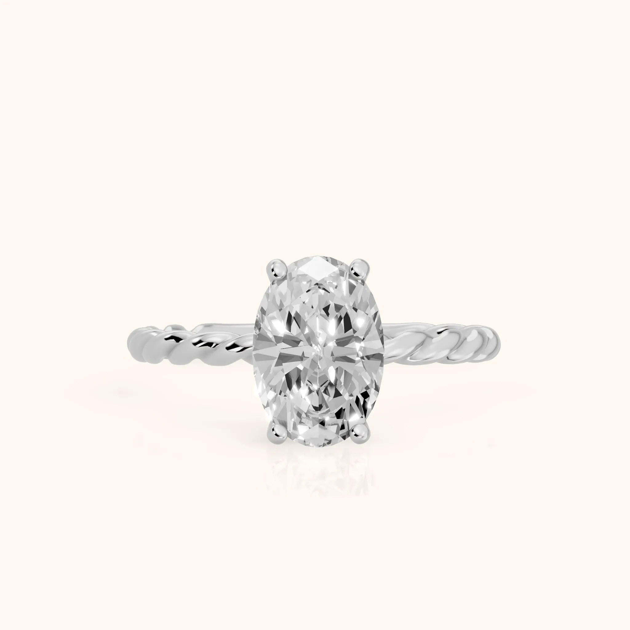 Robyn Twist Solitaire Oval Diamond Engagement Ring in Platinum — view 1