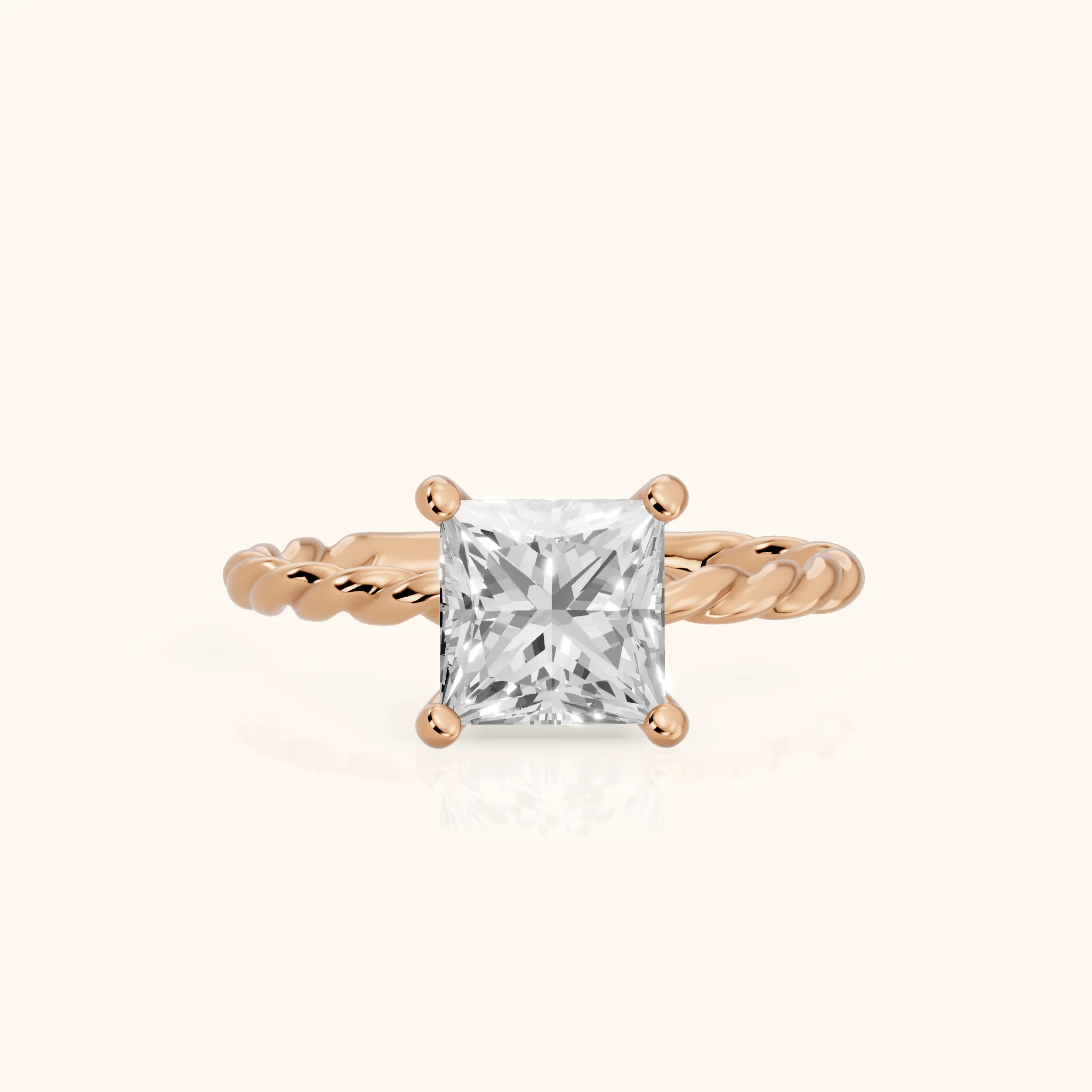 Robyn Twist Solitaire Princess Diamond Engagement Ring in Rose Gold — view 1