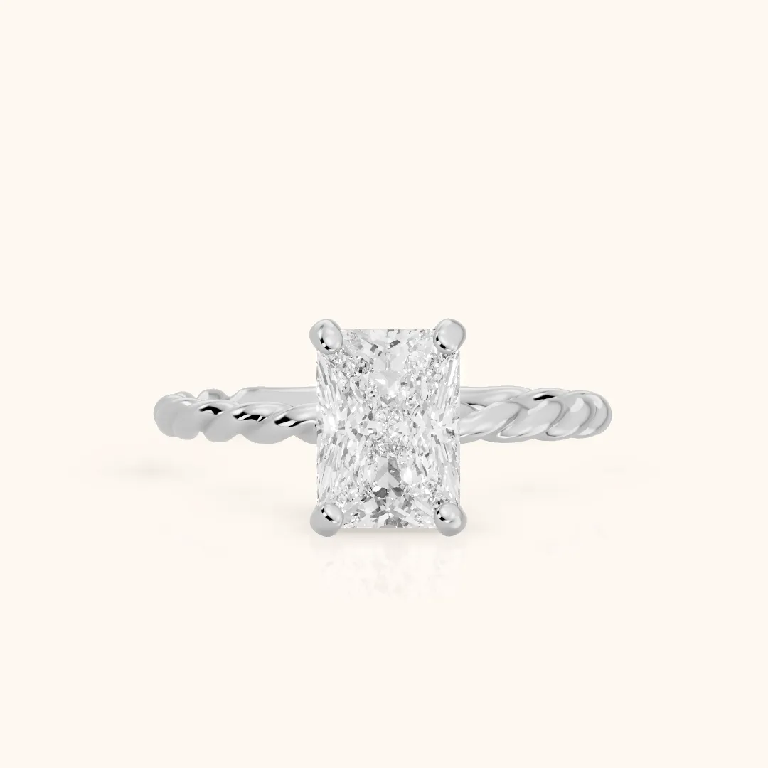Robyn Twist Solitaire Radiant Diamond Engagement Ring in Platinum — view 2