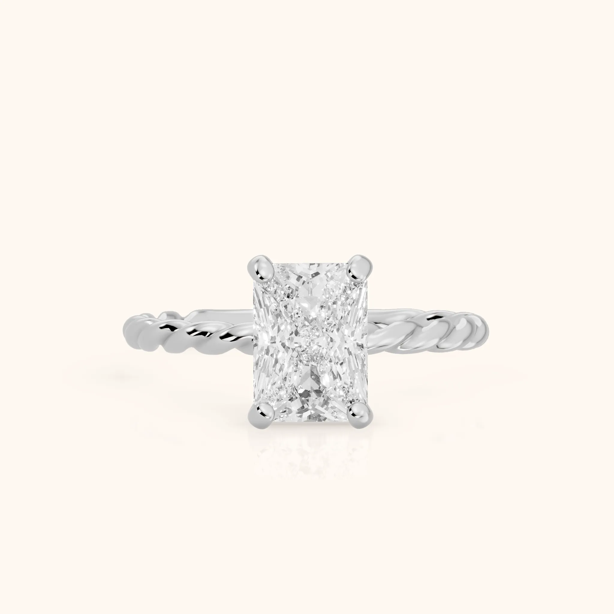 Robyn Twist Solitaire Radiant Diamond Engagement Ring in Platinum — view 1