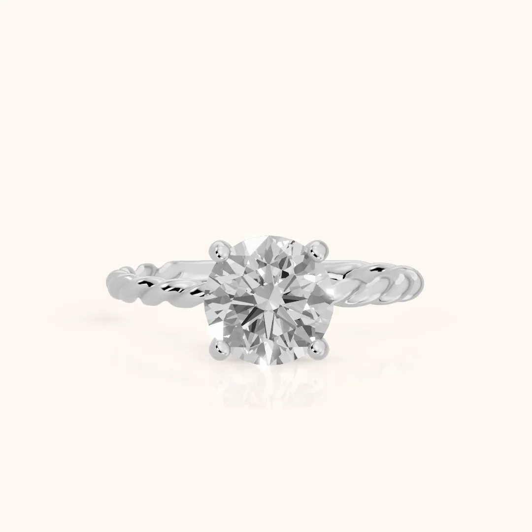 Robyn Twist Solitaire Round Diamond Engagement Ring in Silver — view 2