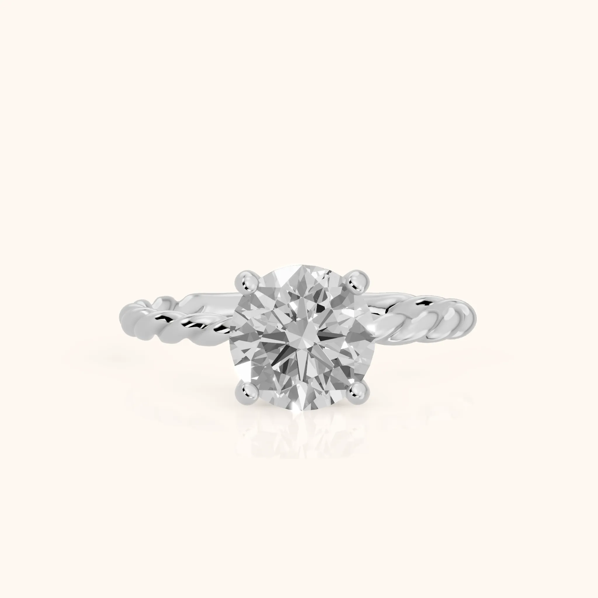 Robyn Twist Solitaire Round Diamond Engagement Ring in Silver — view 1