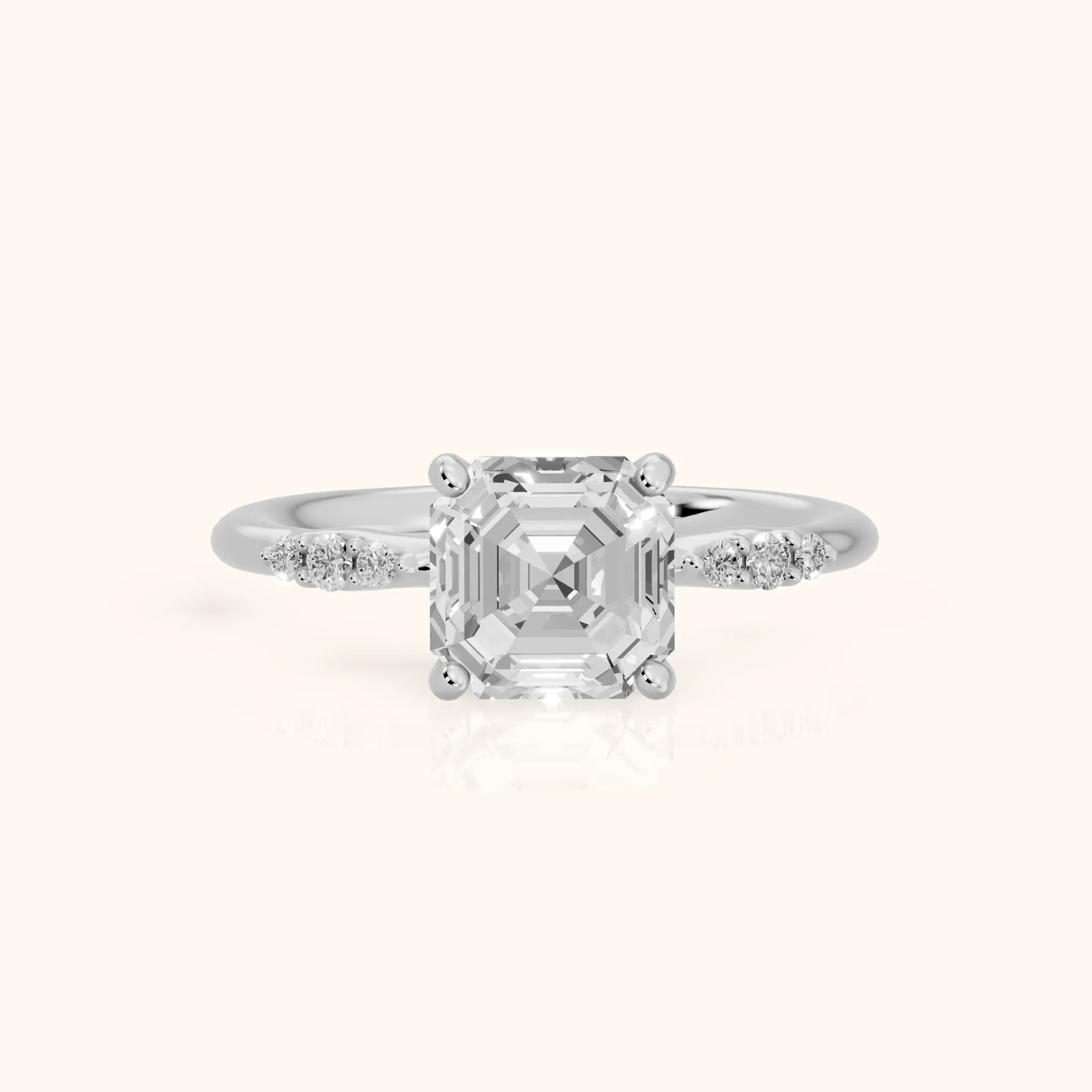 Sheila Pavé Asscher Diamond Engagement Ring in Silver — view 1