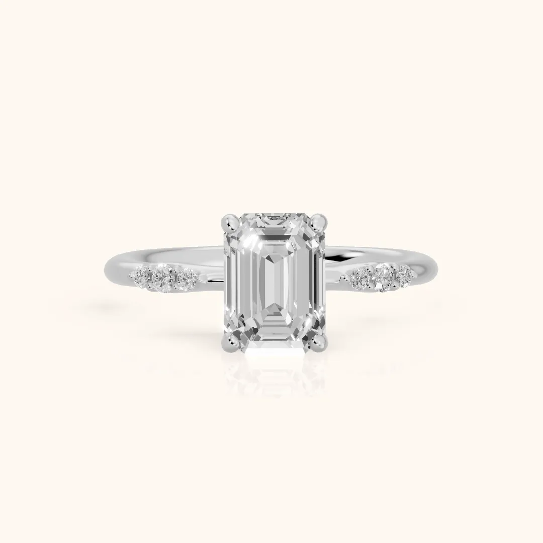 Sheila Pavé Emerald Diamond Engagement Ring in Silver — view 2