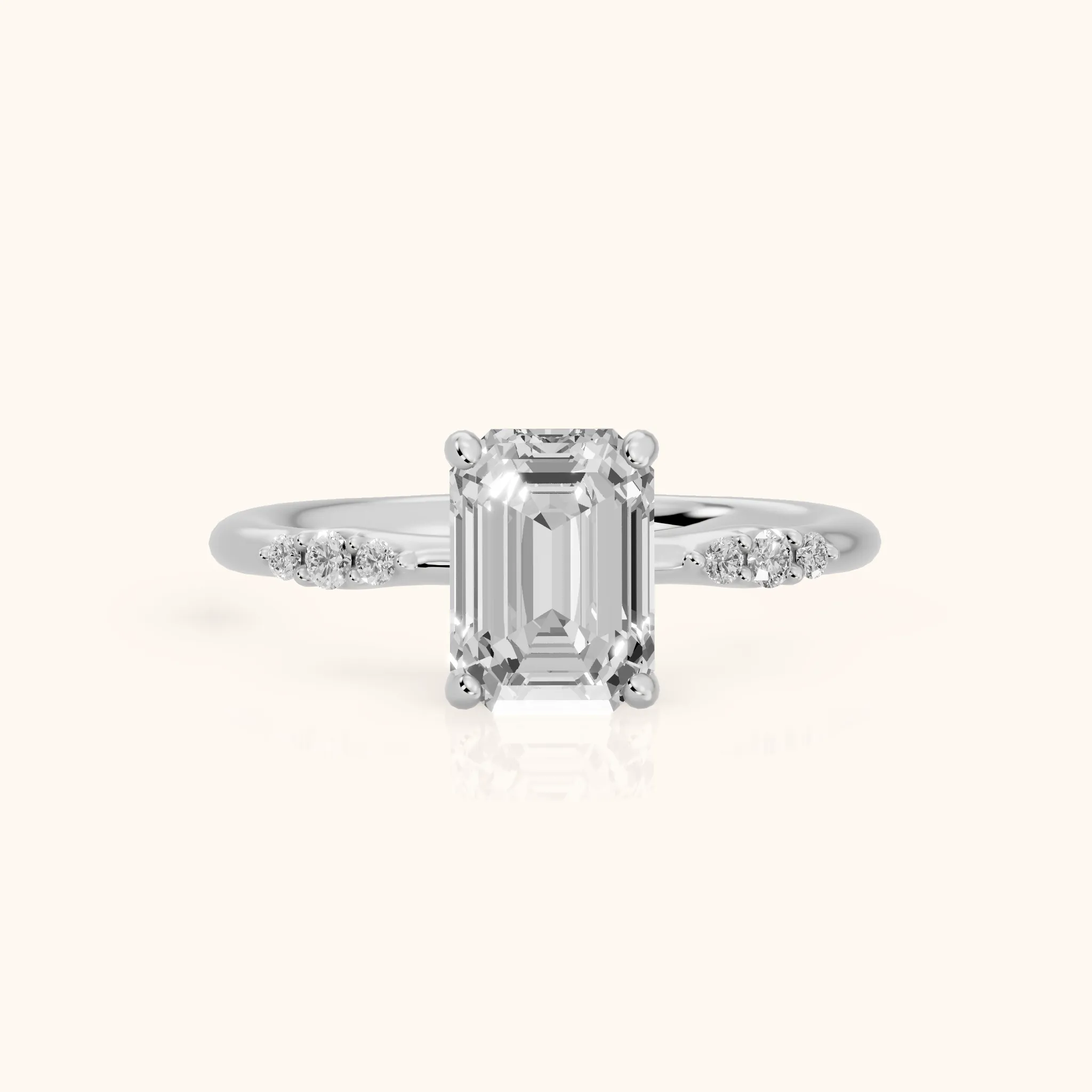 Sheila Pavé Emerald Diamond Engagement Ring in Silver — view 1
