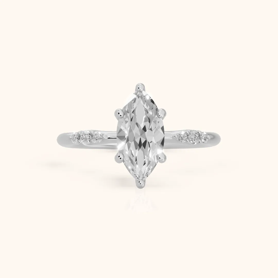 Sheila Pavé Marquise Diamond Engagement Ring in Silver — view 2