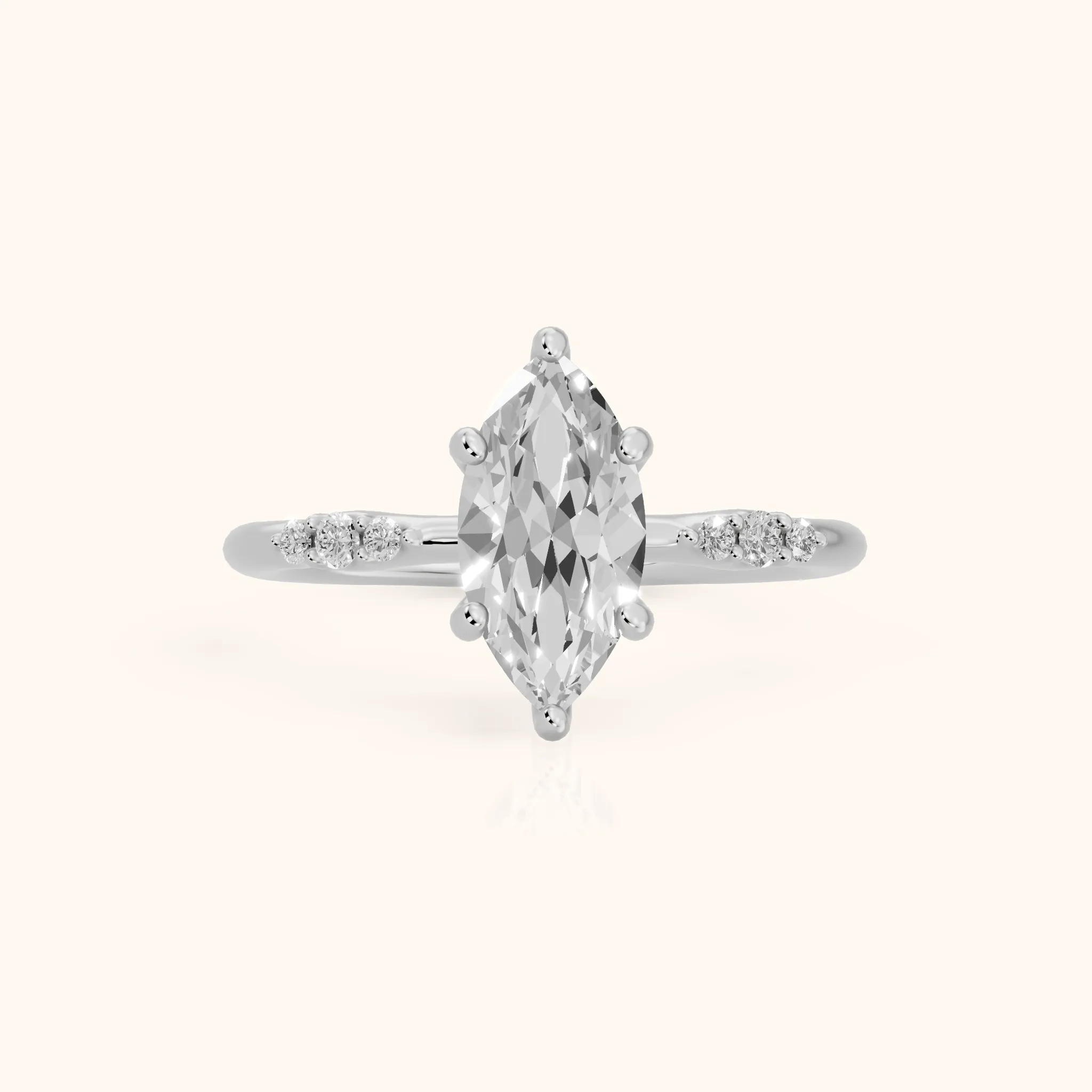 Sheila Pavé Marquise Diamond Engagement Ring in Silver — view 1