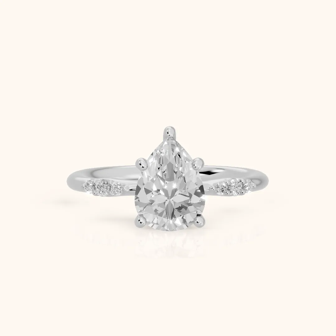 Sheila Pavé Pear Diamond Engagement Ring in Silver — view 2