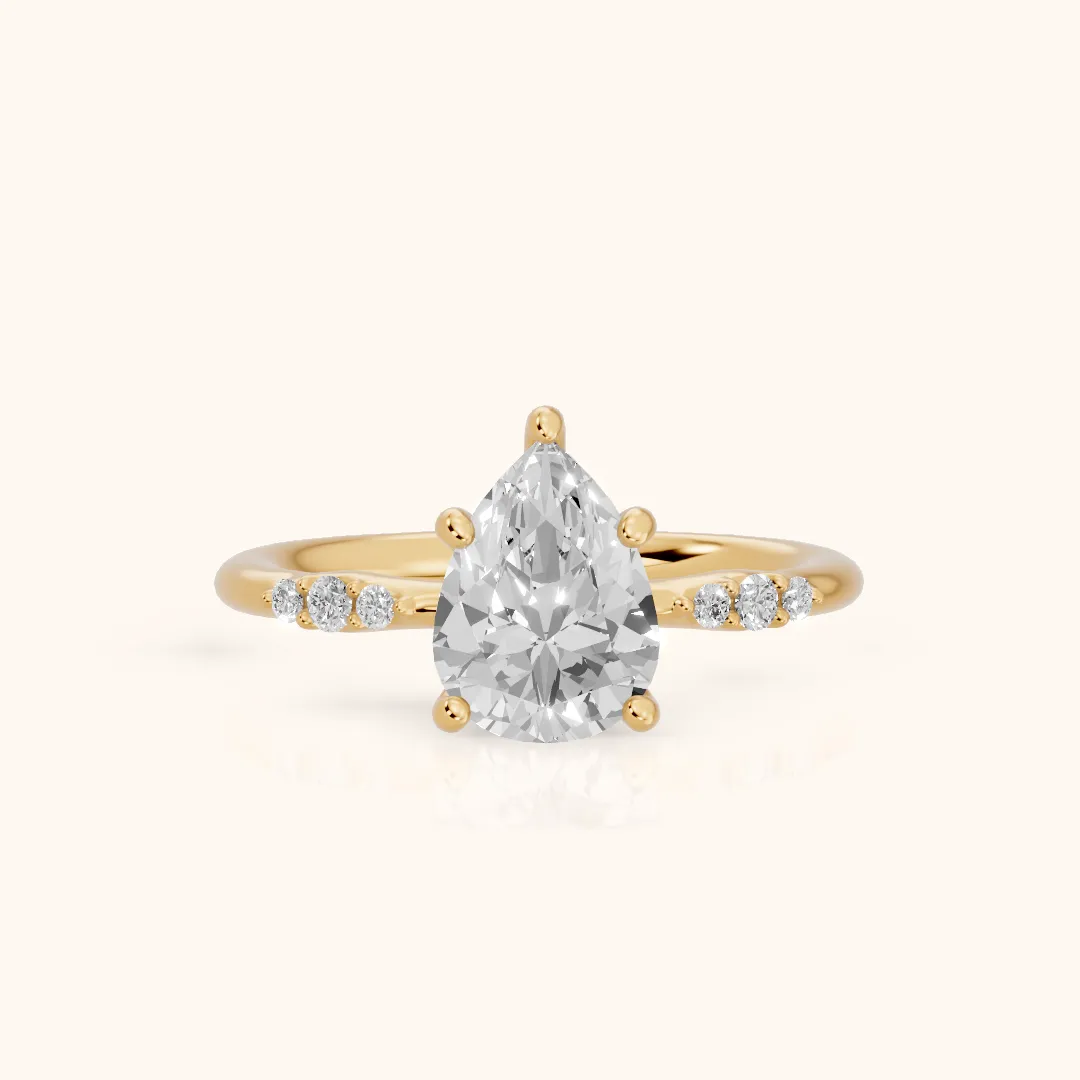 Sheila Pavé Pear Diamond Engagement Ring in Yellow Gold — view 2