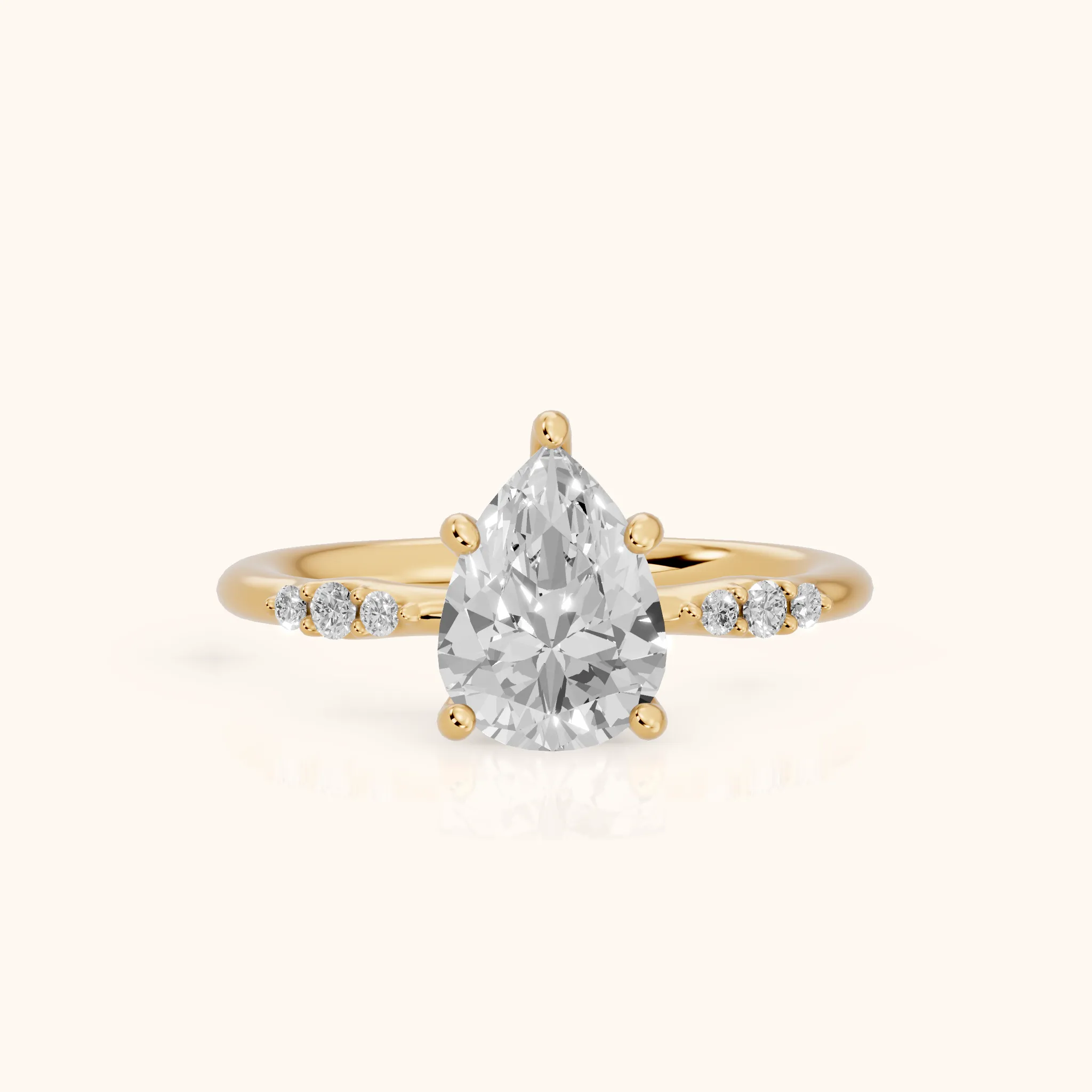 Sheila Pavé Pear Diamond Engagement Ring in Yellow Gold — view 1