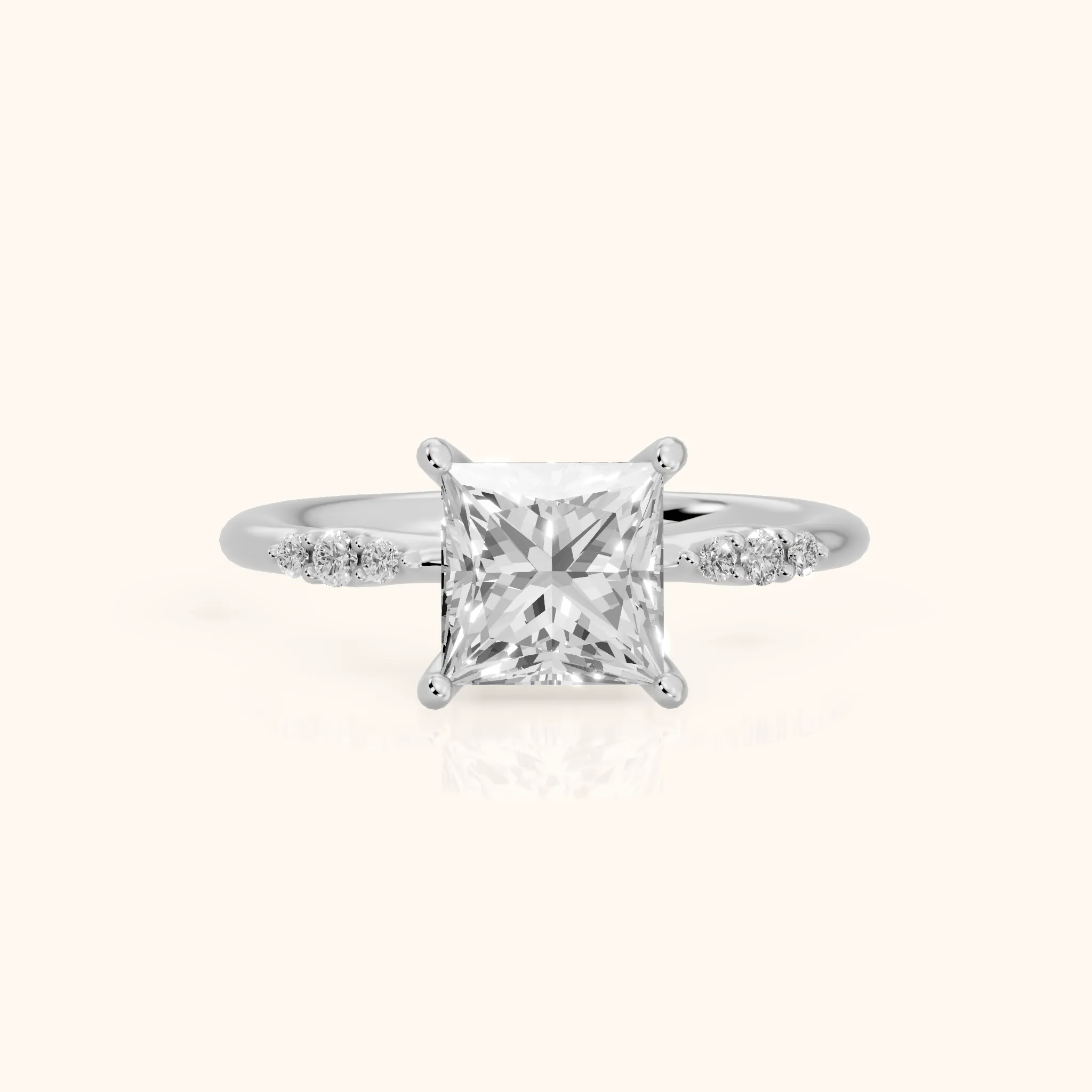 Sheila Pavé Princess Diamond Engagement Ring in Silver — view 1