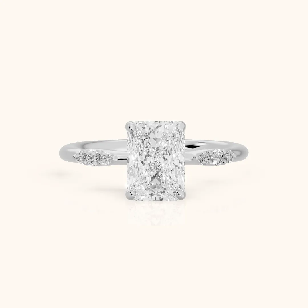 Sheila Pavé Radiant Diamond Engagement Ring in White Gold — view 2