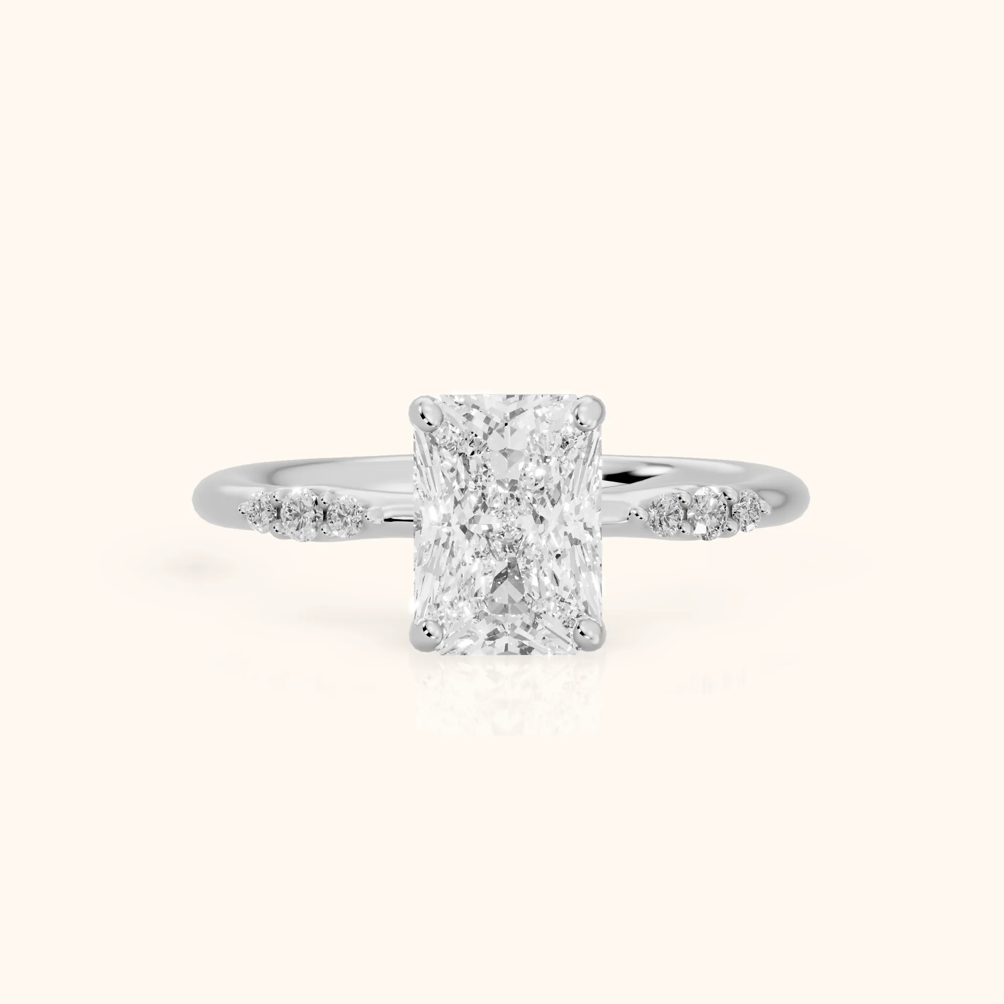 Sheila Pavé Radiant Diamond Engagement Ring in White Gold — view 1