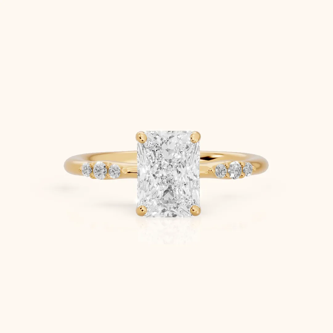 Sheila Pavé Radiant Diamond Engagement Ring in Yellow Gold — view 2