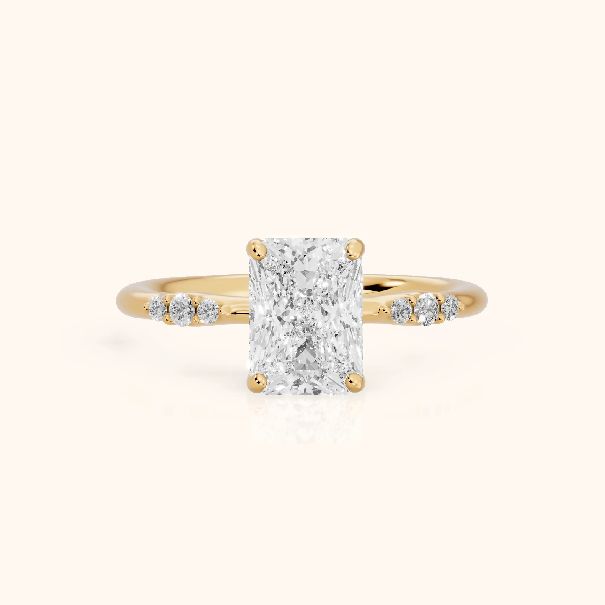 Sheila Pavé Radiant Diamond Engagement Ring in Yellow Gold — view 1