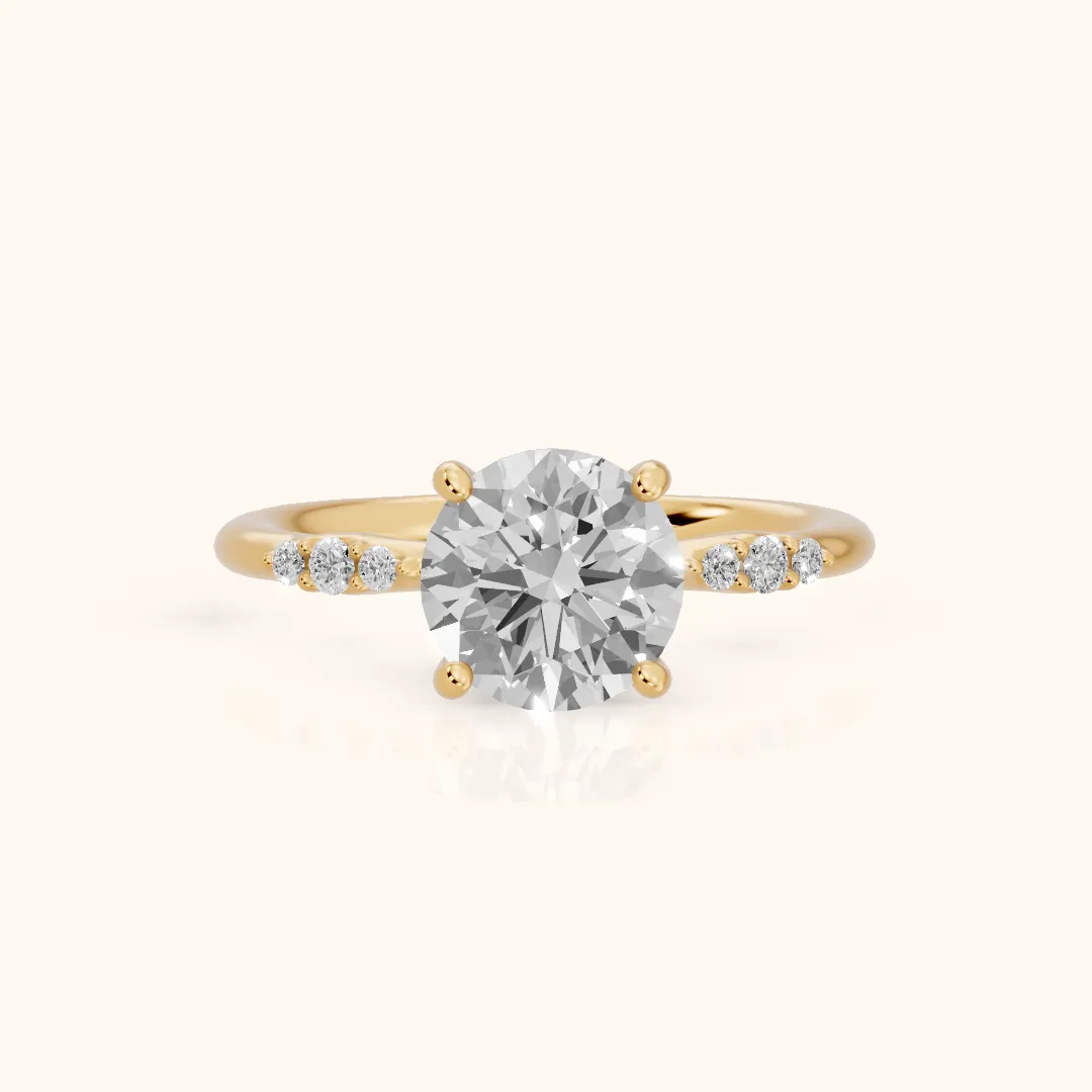 Sheila Pavé Round Diamond Engagement Ring in Yellow Gold — view 2
