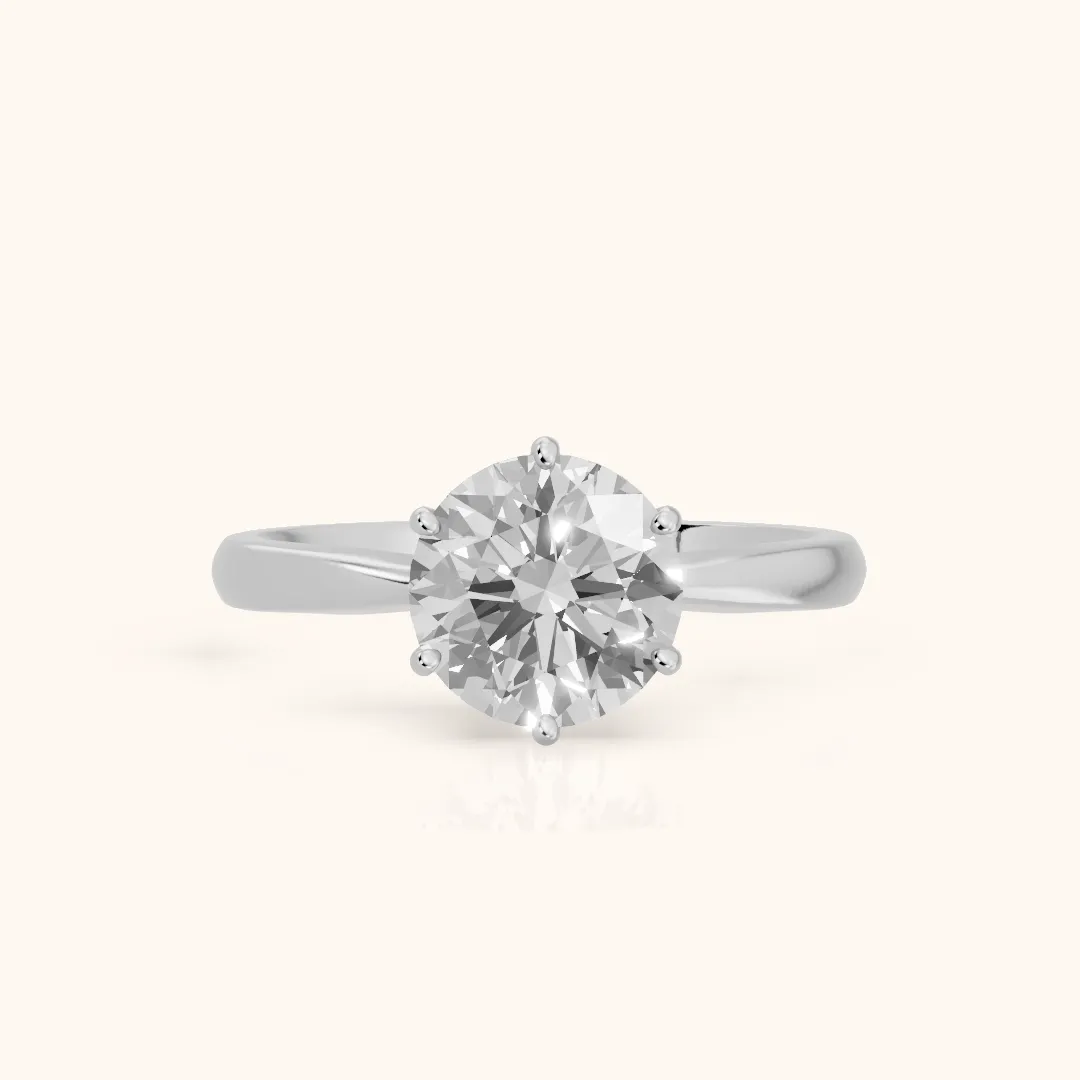 Skye Basket Solitaire Round Diamond Engagement Ring in White Gold — view 2
