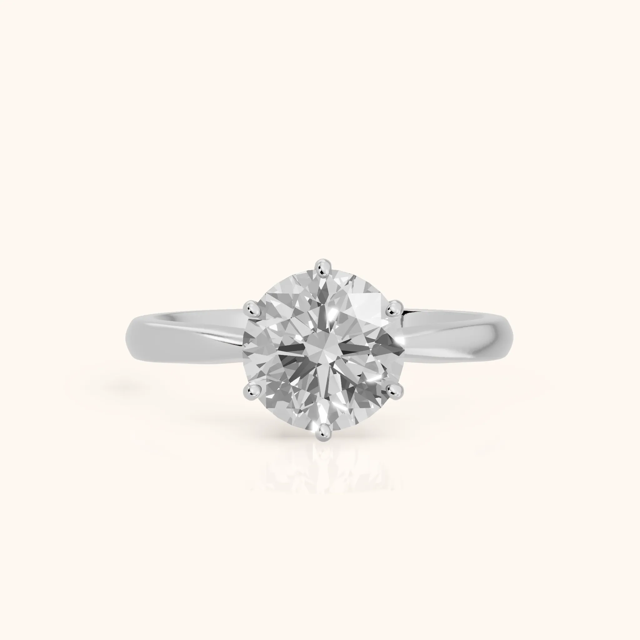 Skye Basket Solitaire Round Diamond Engagement Ring in White Gold — view 1