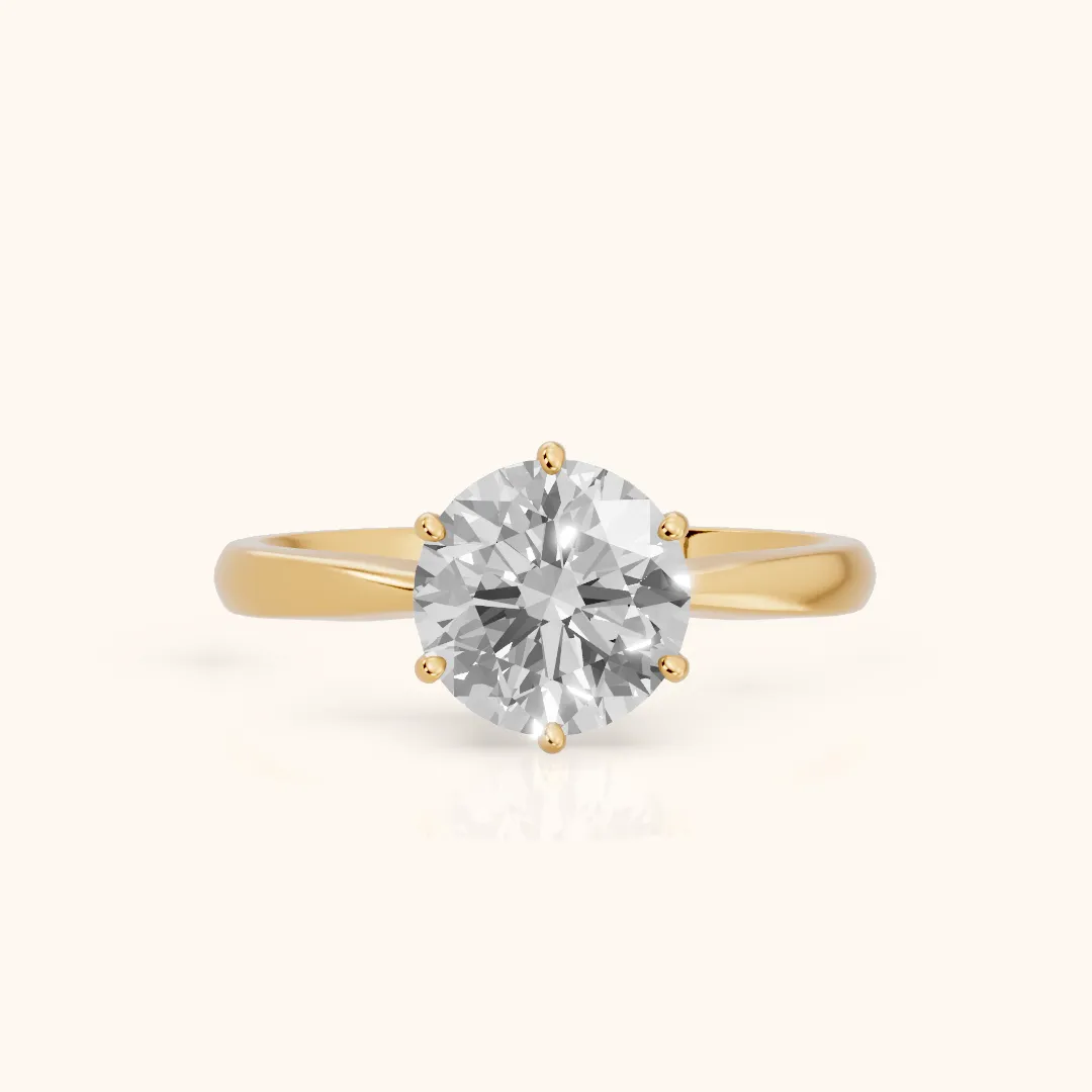 Skye Basket Solitaire Round Diamond Engagement Ring in Yellow Gold — view 2