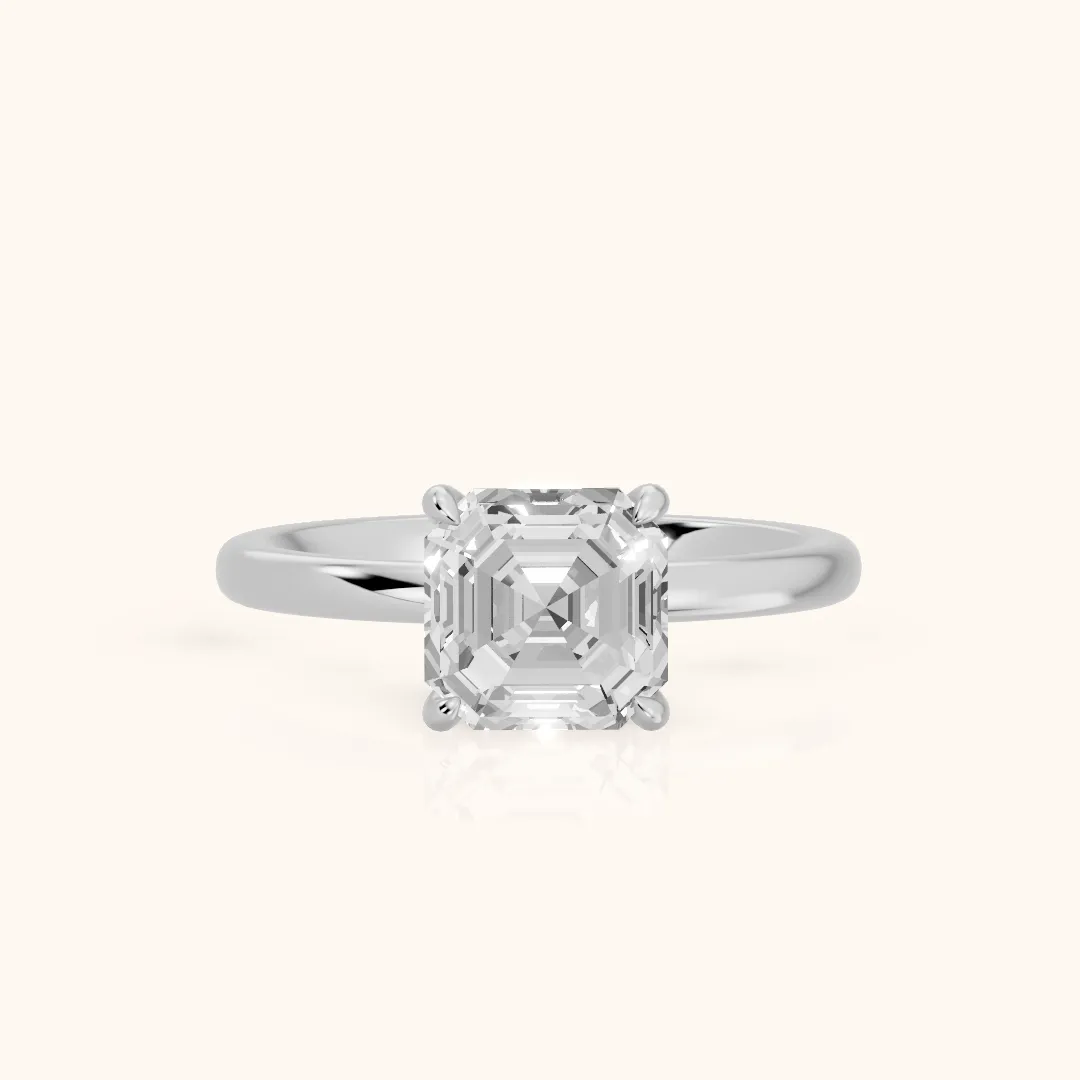 Susan Solitaire Asscher Diamond Engagement Ring in Silver — view 2