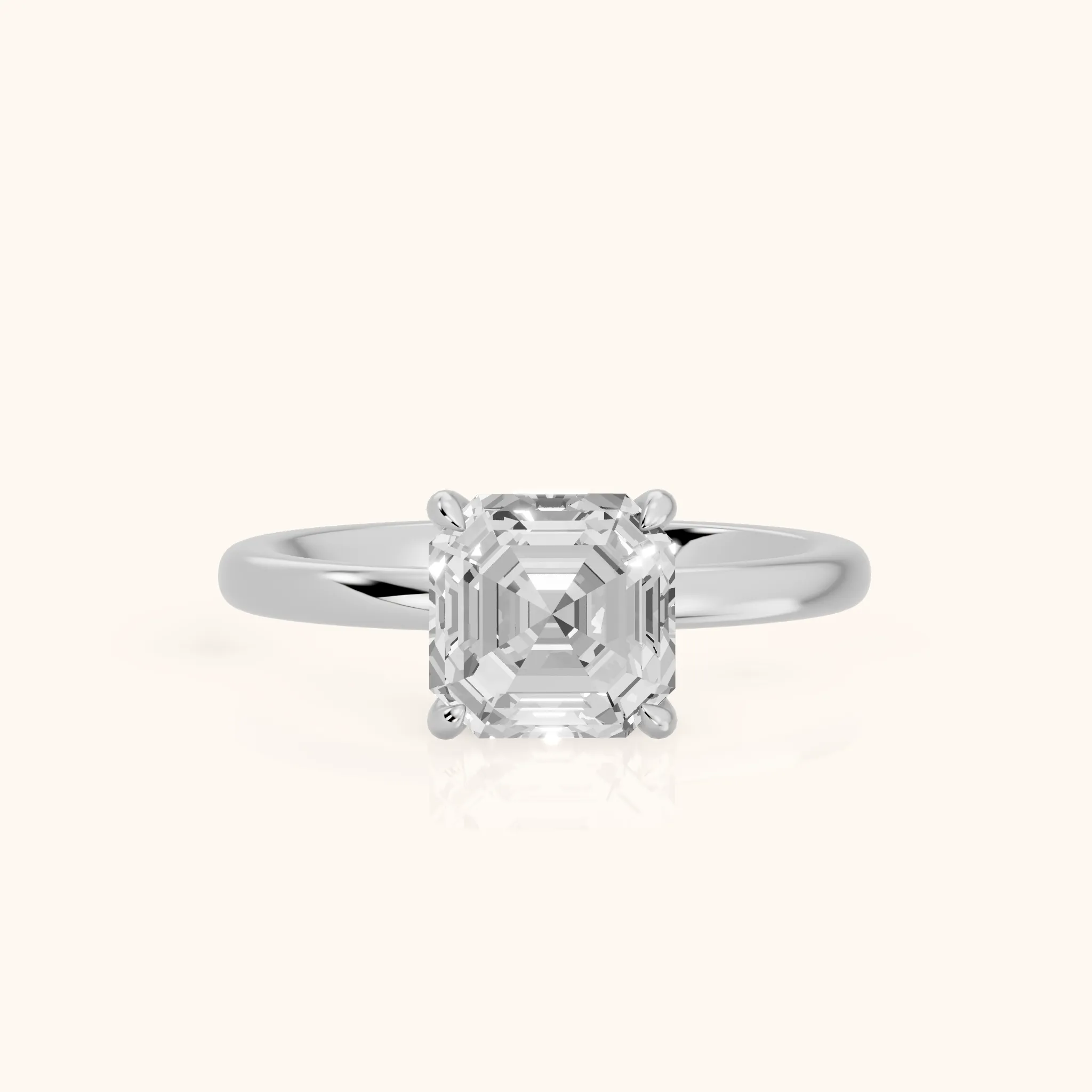 Susan Solitaire Asscher Diamond Engagement Ring in Silver — view 1