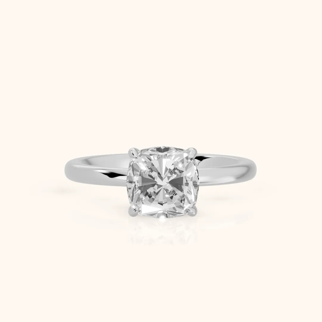 Susan Solitaire Cushion Diamond Engagement Ring in Silver — view 2